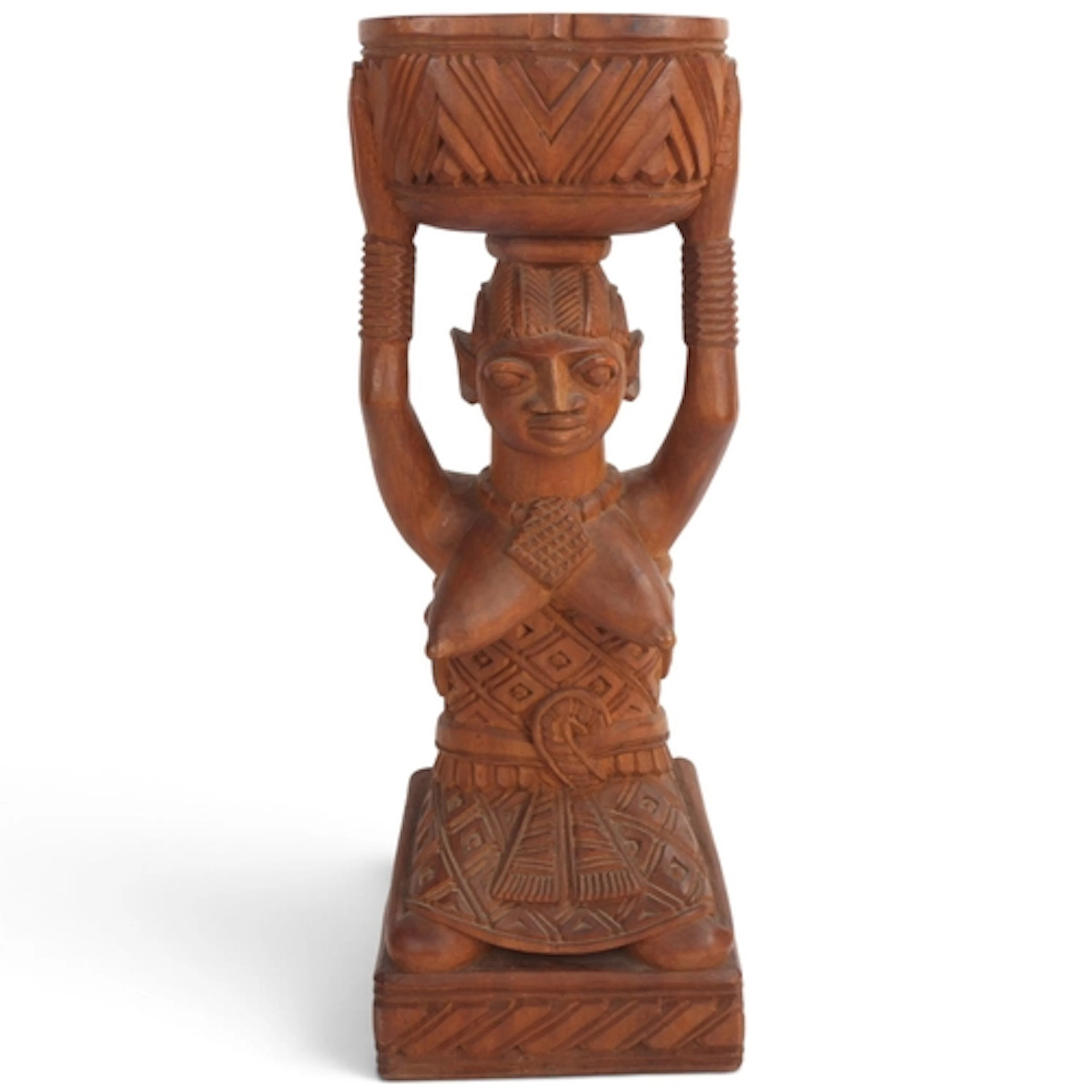 A Yoruba carved wood sculpture by Akin Fakeye, height 39cm