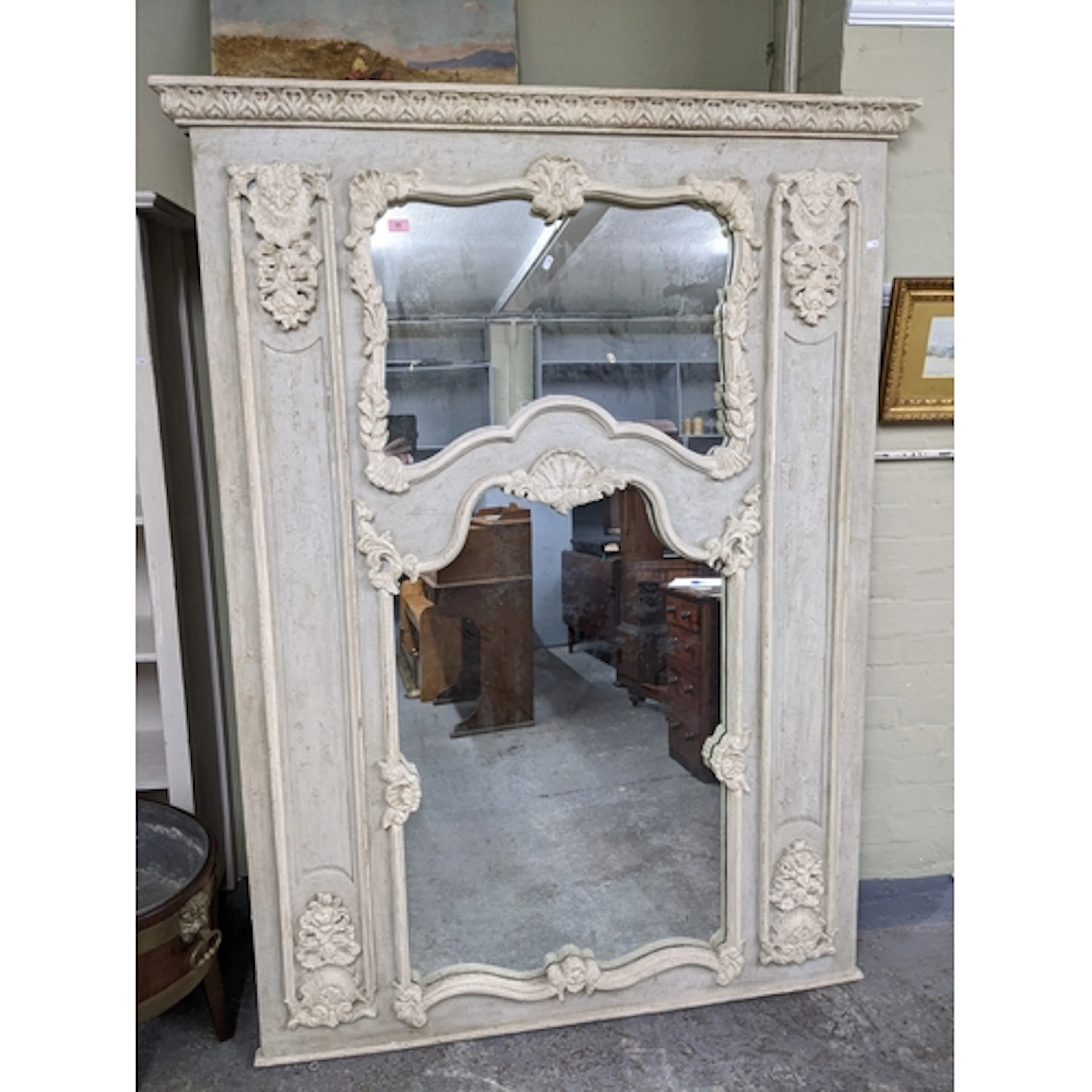 Late 19th/early 20th century cream and grey painted gesso wo...