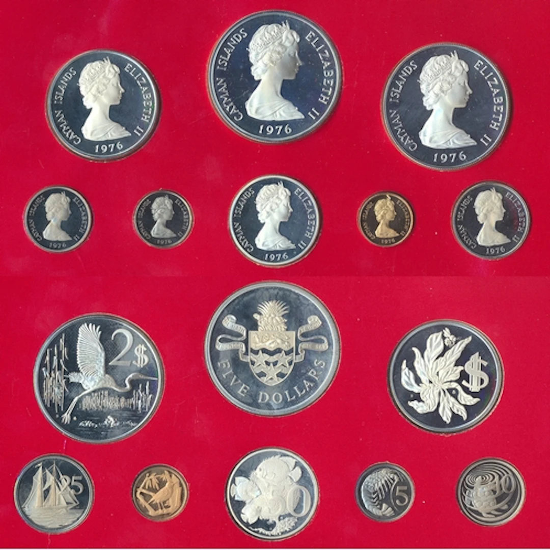 Cayman Islands. 1976 proof set FDC of 8, including $5, $2, $...