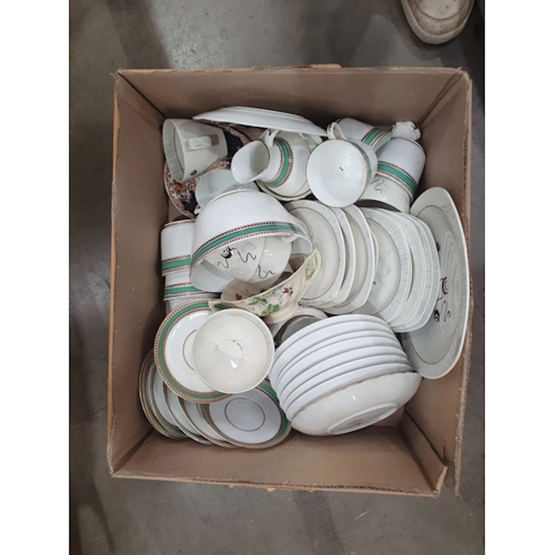 A box of assorted ceramics, cups, saucers, plates etc.