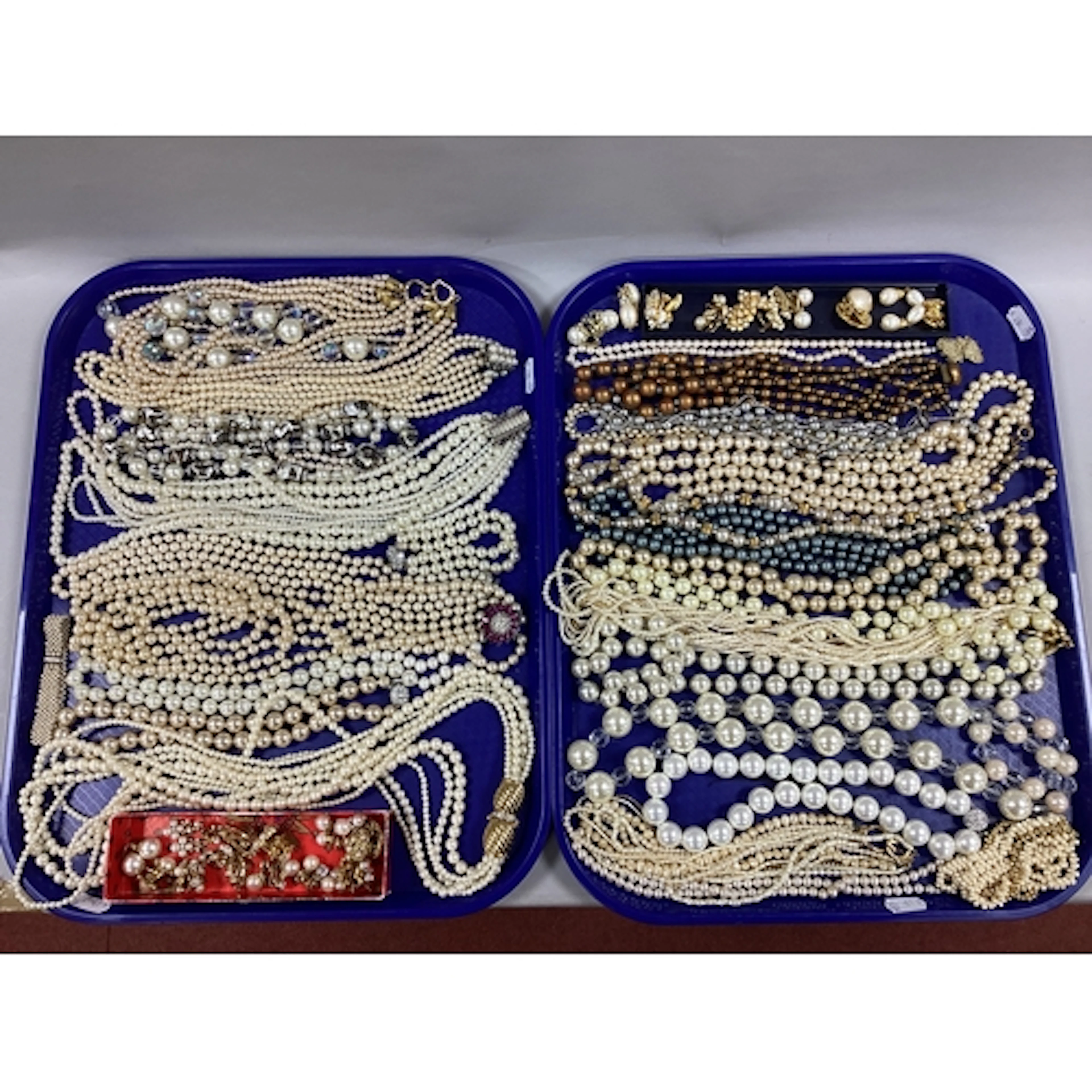 A Collection of Imitation Pearl Bead Necklaces and Bracelets...