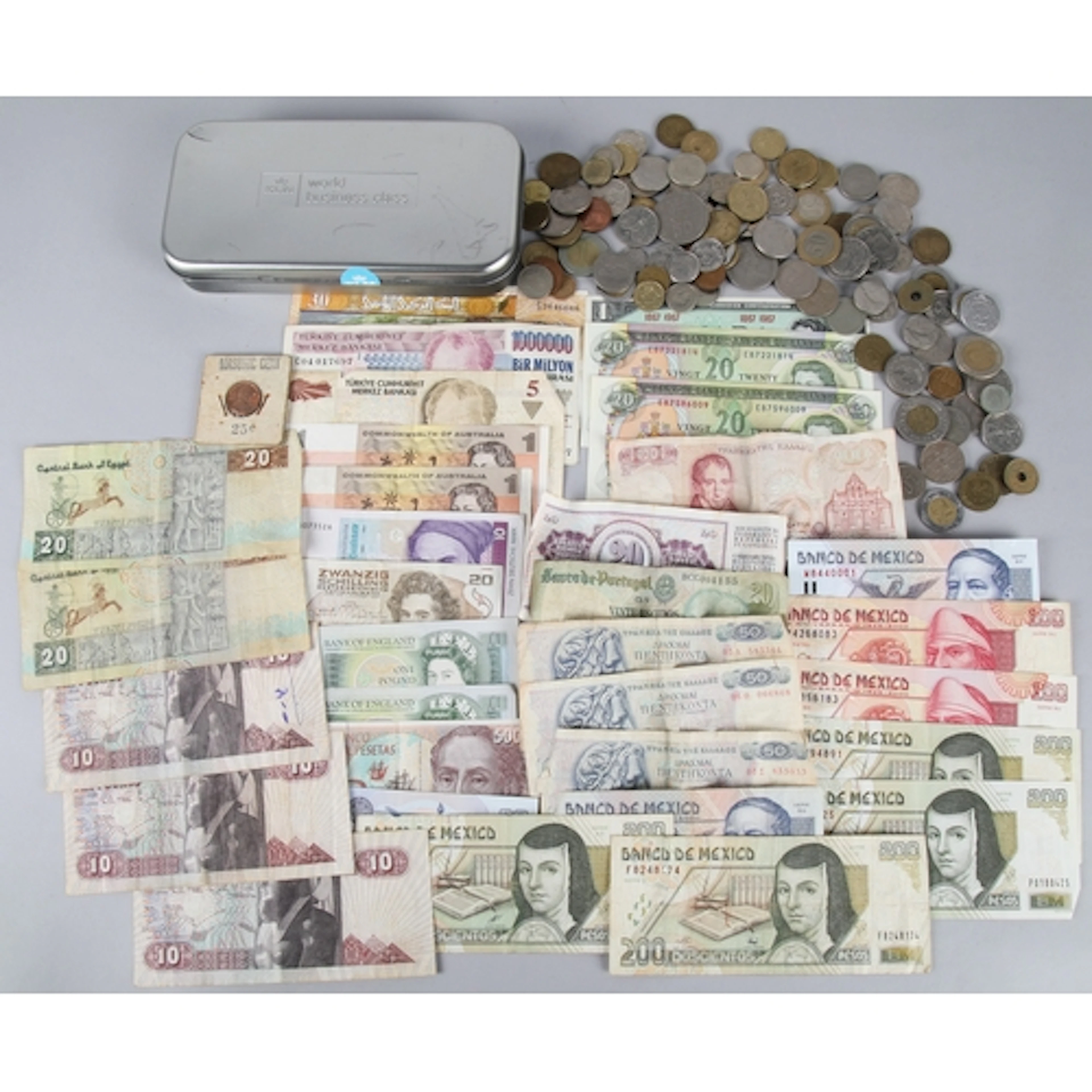 Collection of coins to include Turkish lira, European, Briti...