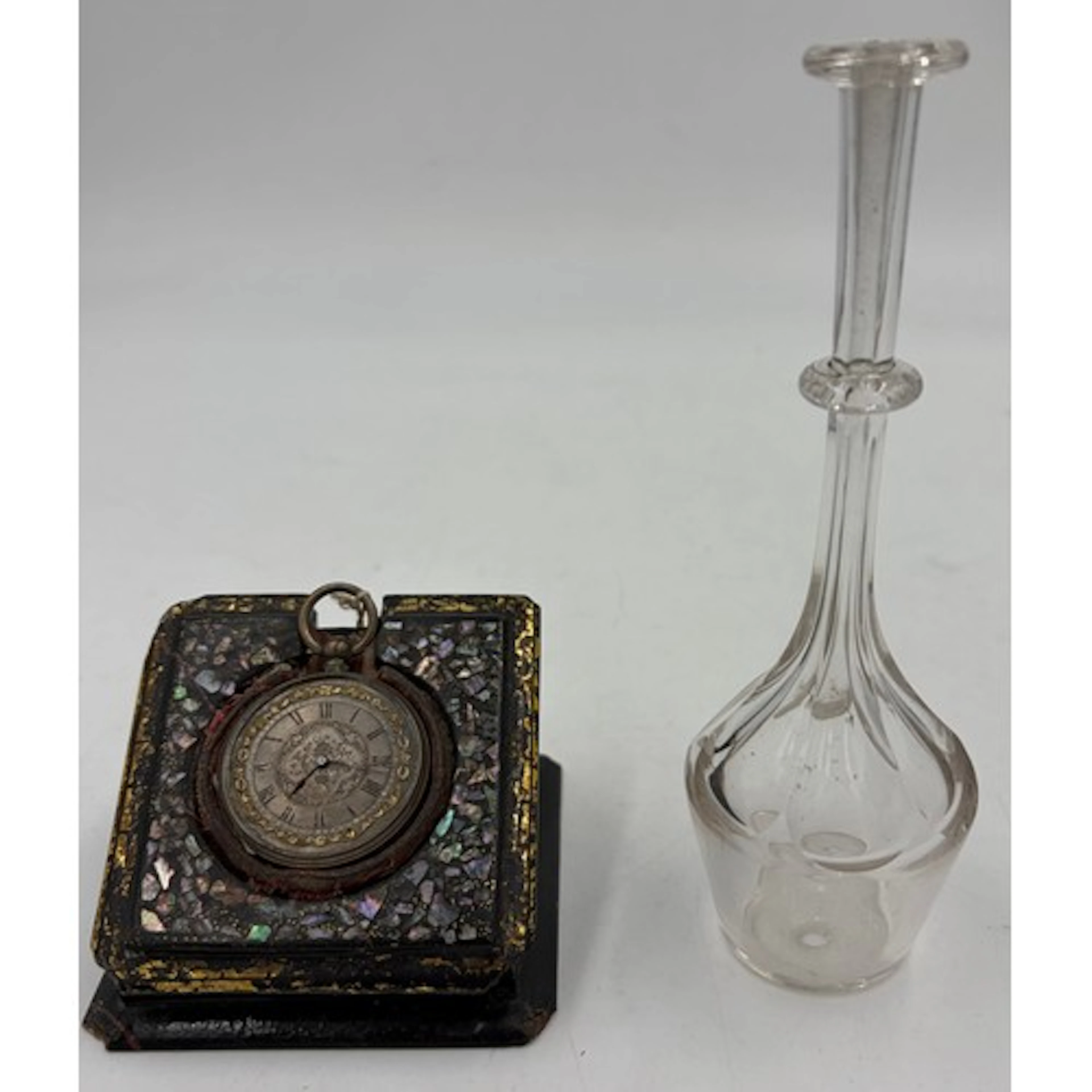 Georgian glass toddy lifter 15.5cm h together with white met...