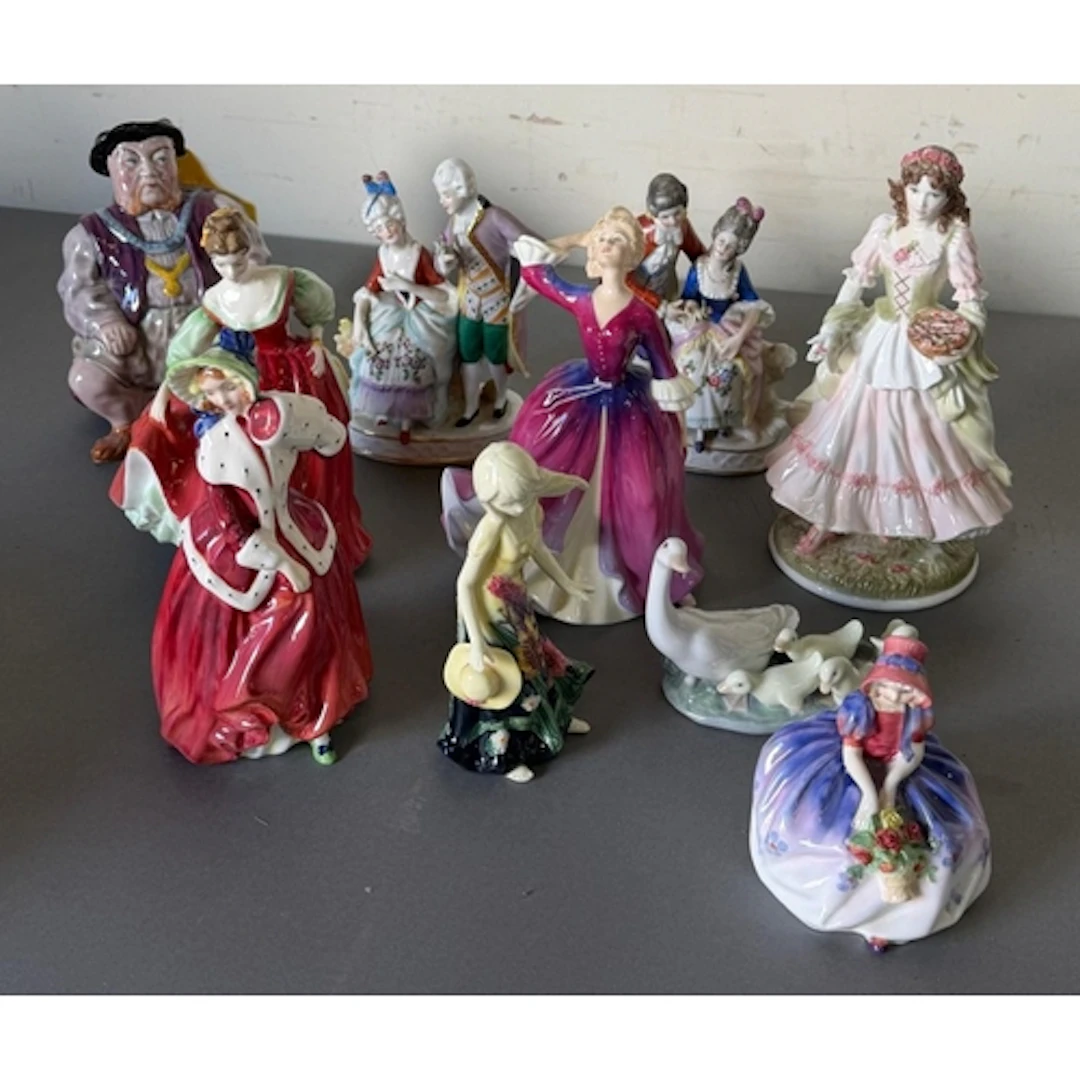 A selection of Porcelain decorative figures various markers ...