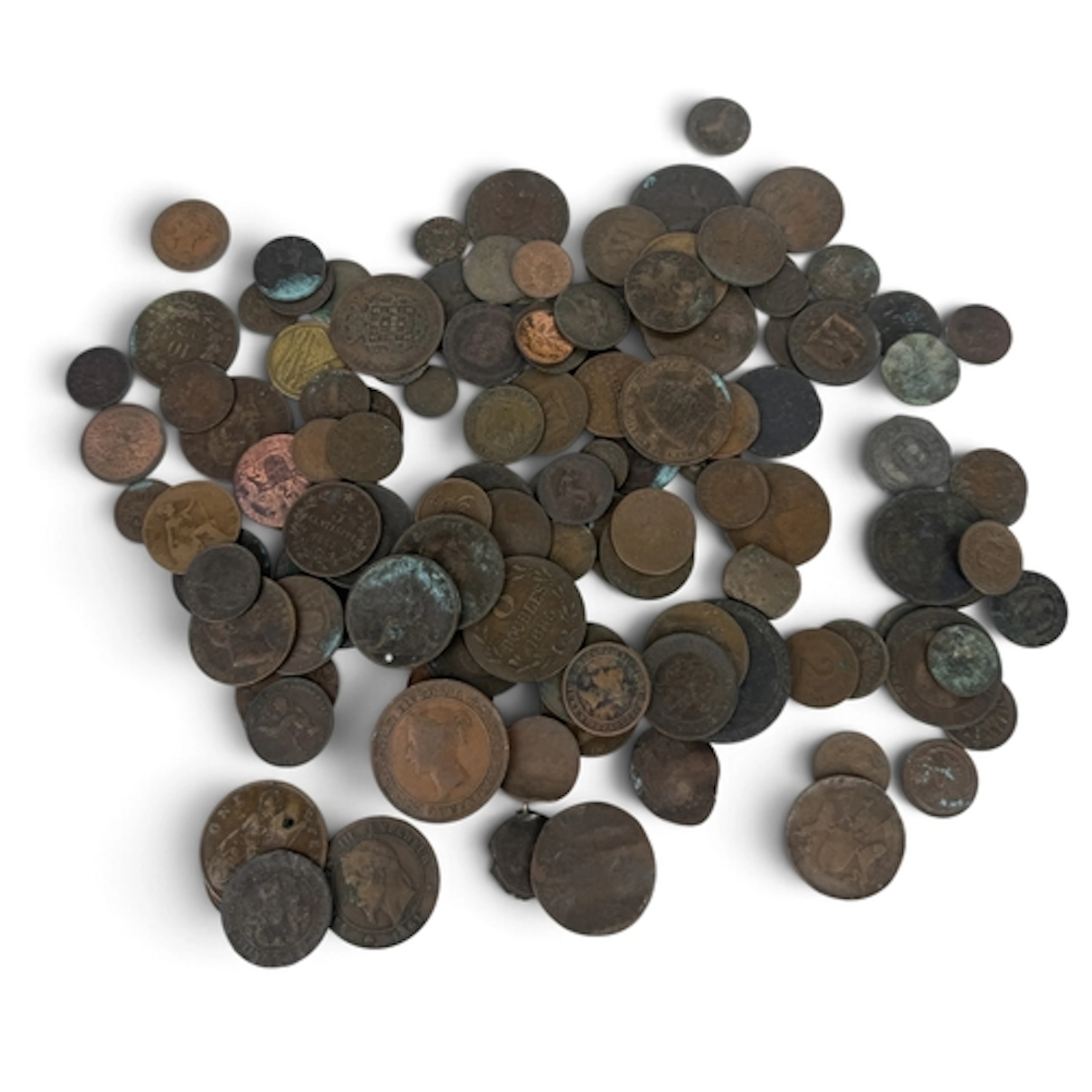 A COLLECTION OF BRONZE COINS FROM 17TH CENTURY ONWARDS...