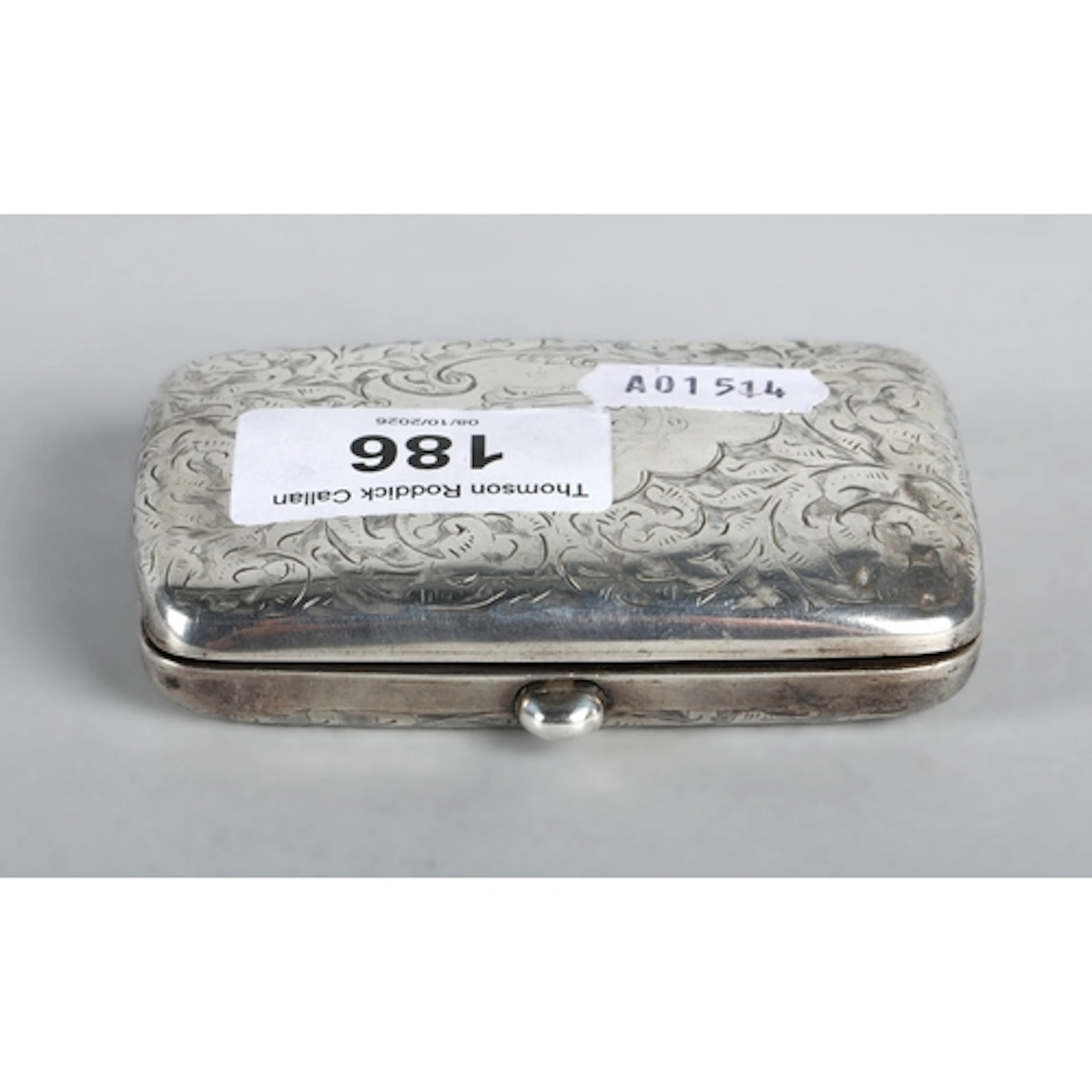 Victorian silver monogrammed cigarette case, Birmingham 1898...