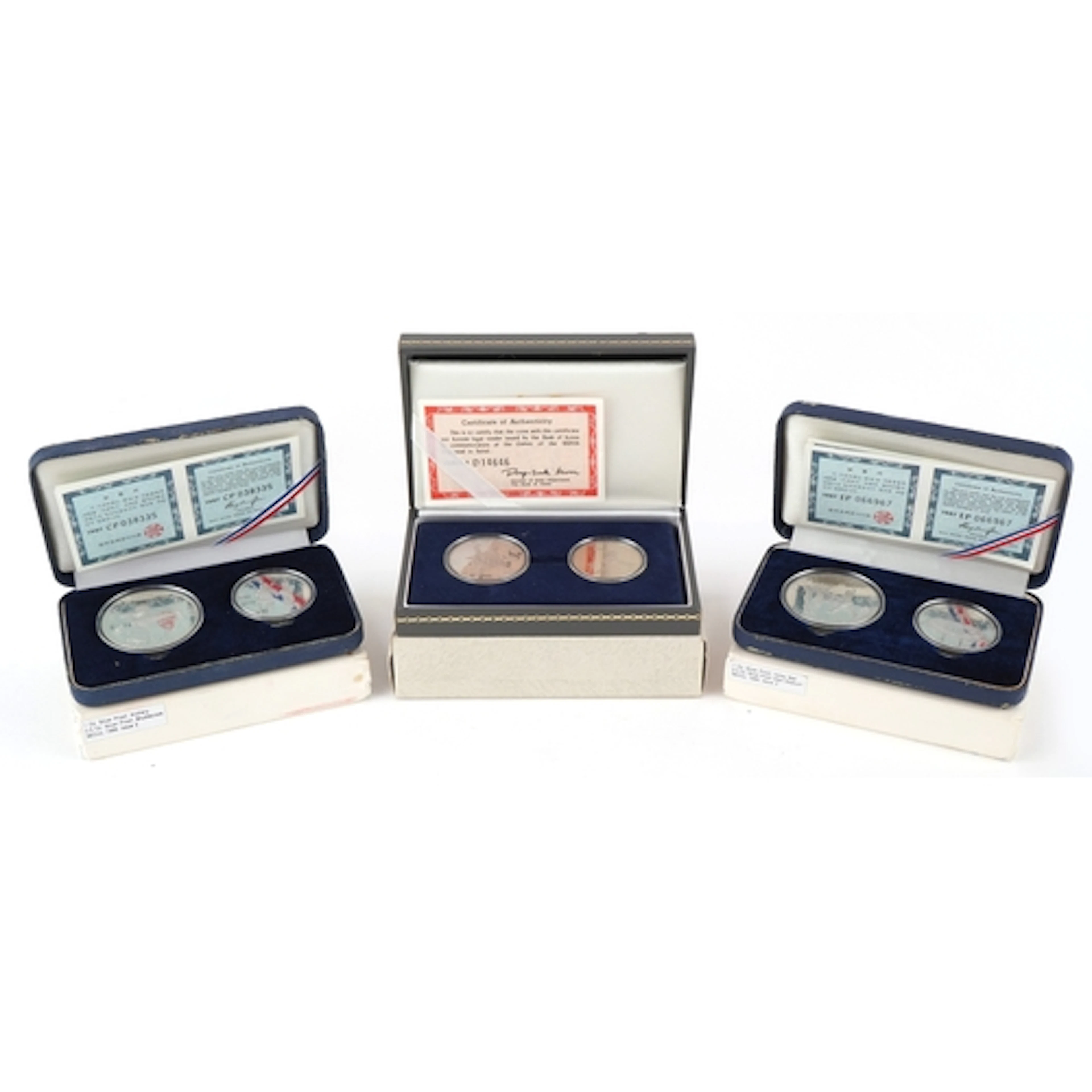 Four South Korean 1988 Olympics silver proof coins including...
