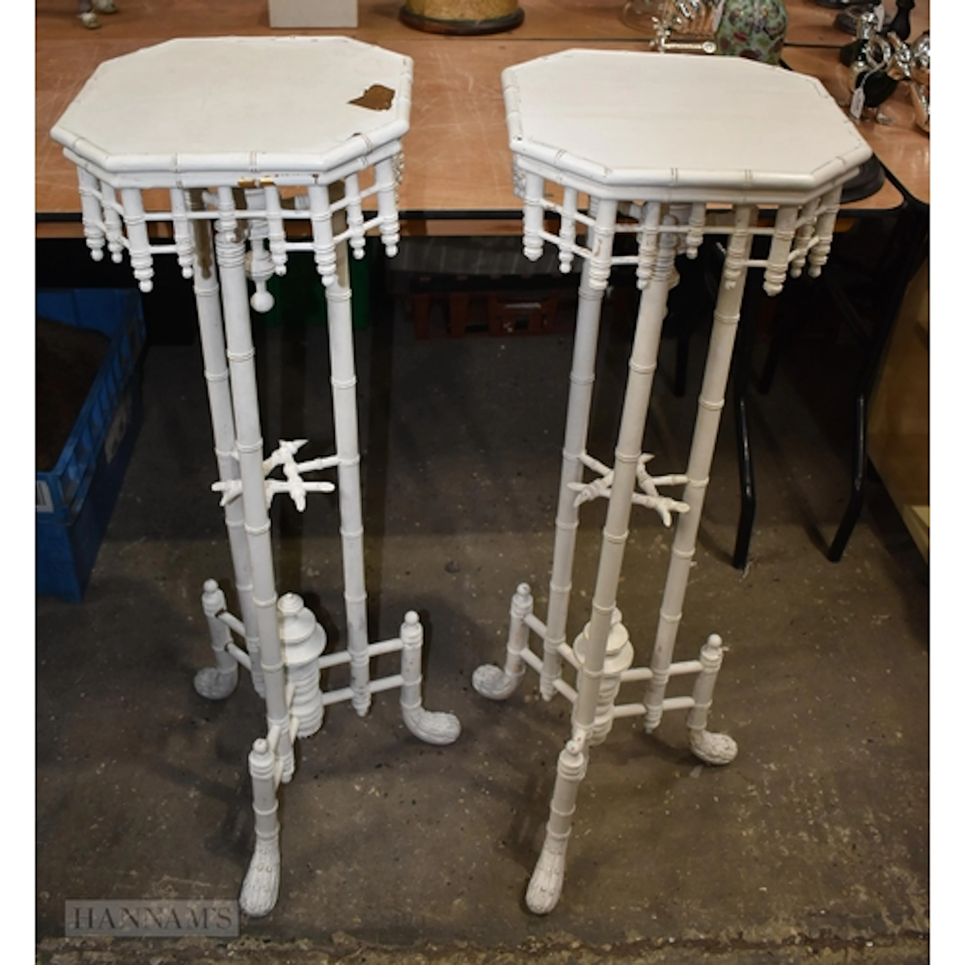 A pair of 19th Century Faux bamboo Torchiere 103 x 33cm