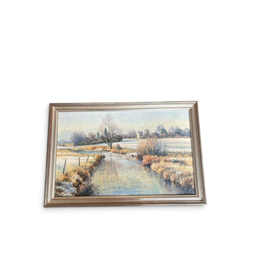 MERYVN GOODE (BRITISH, 20TH CENTURY): 'WINTER RIVER AND DIST...
