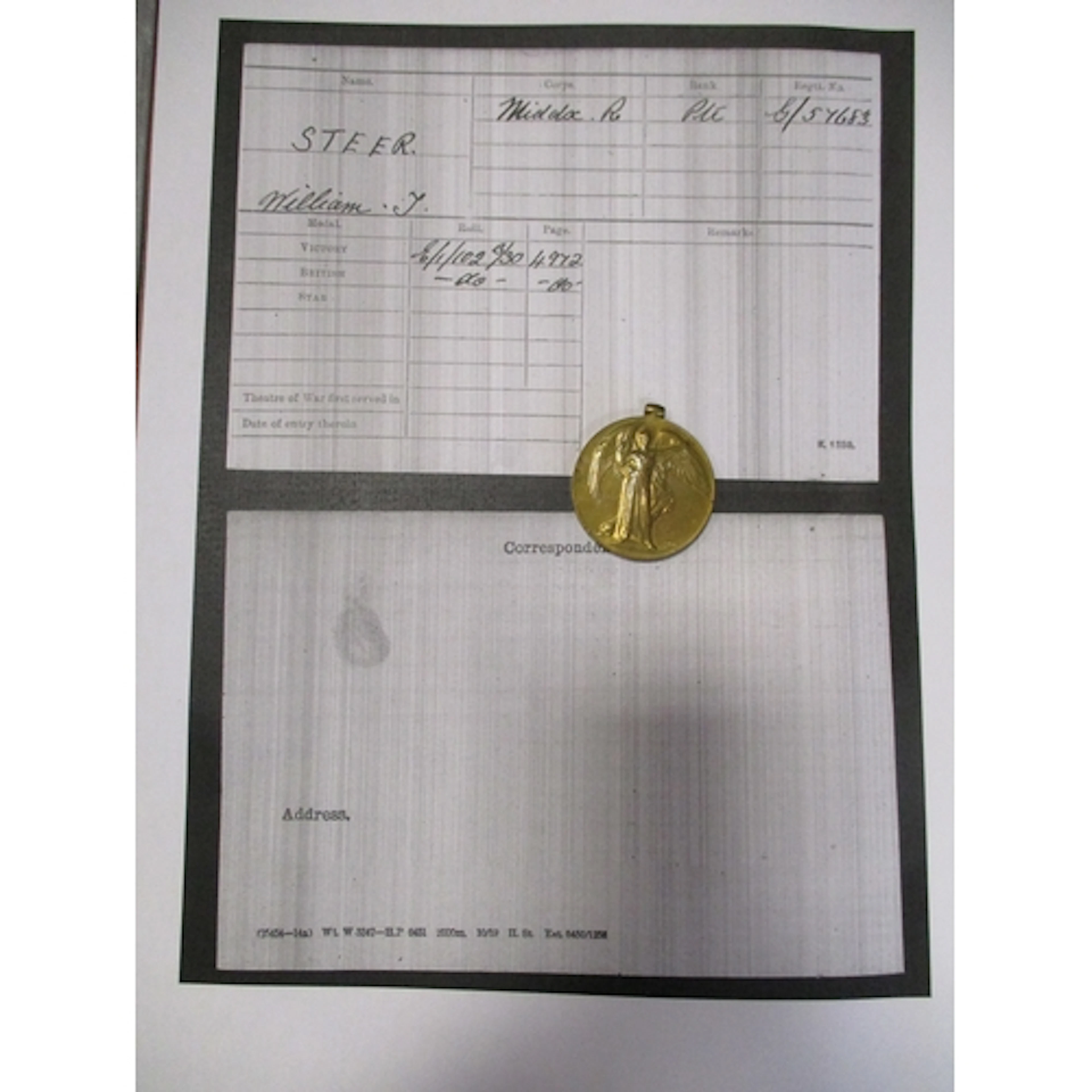 Medal range with: - 1. WWI Victory Medal to G-57683 PTE W.T....