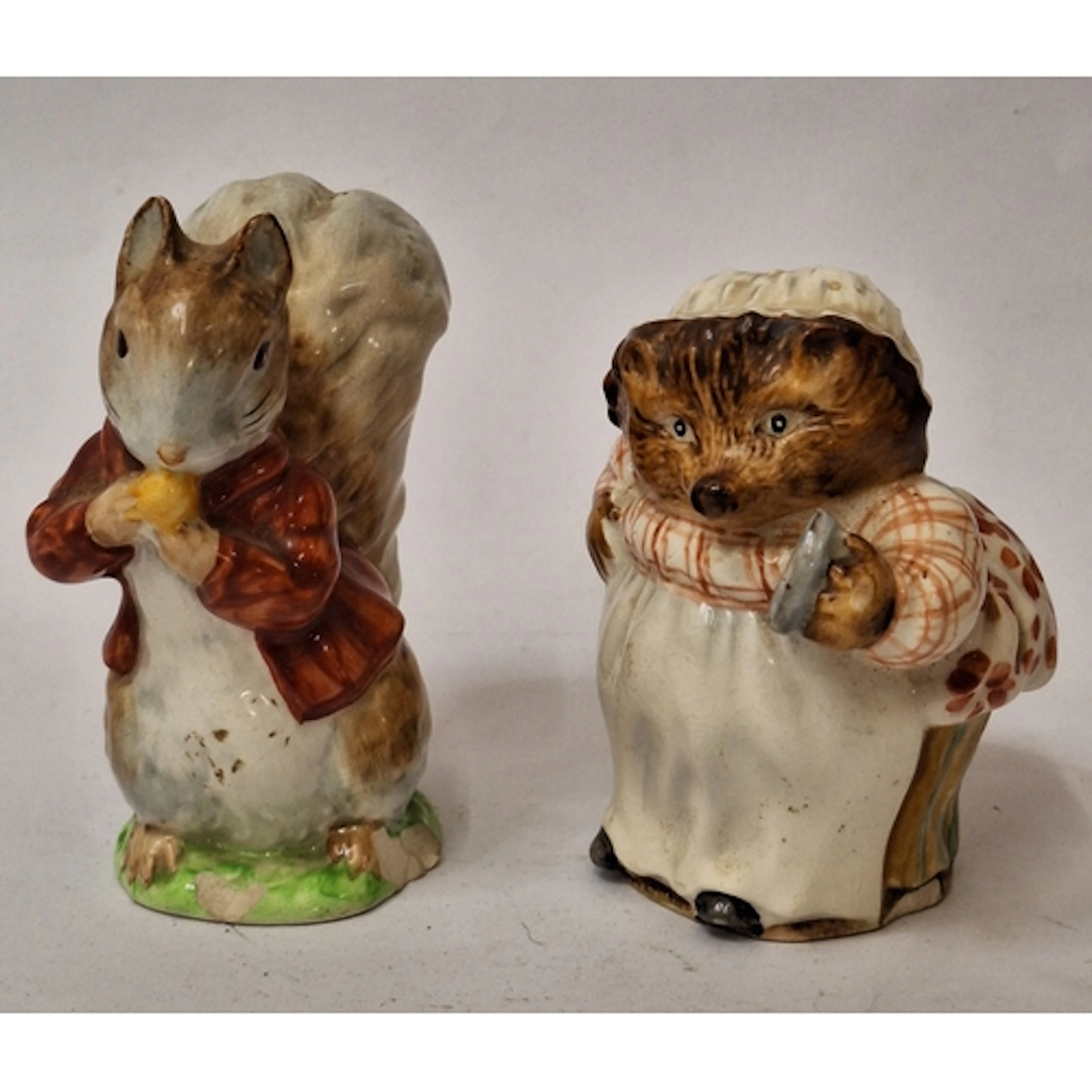 2 Ceramic Beswick Beatrix Potter Figurines Mrs Tiggy-Winky A...