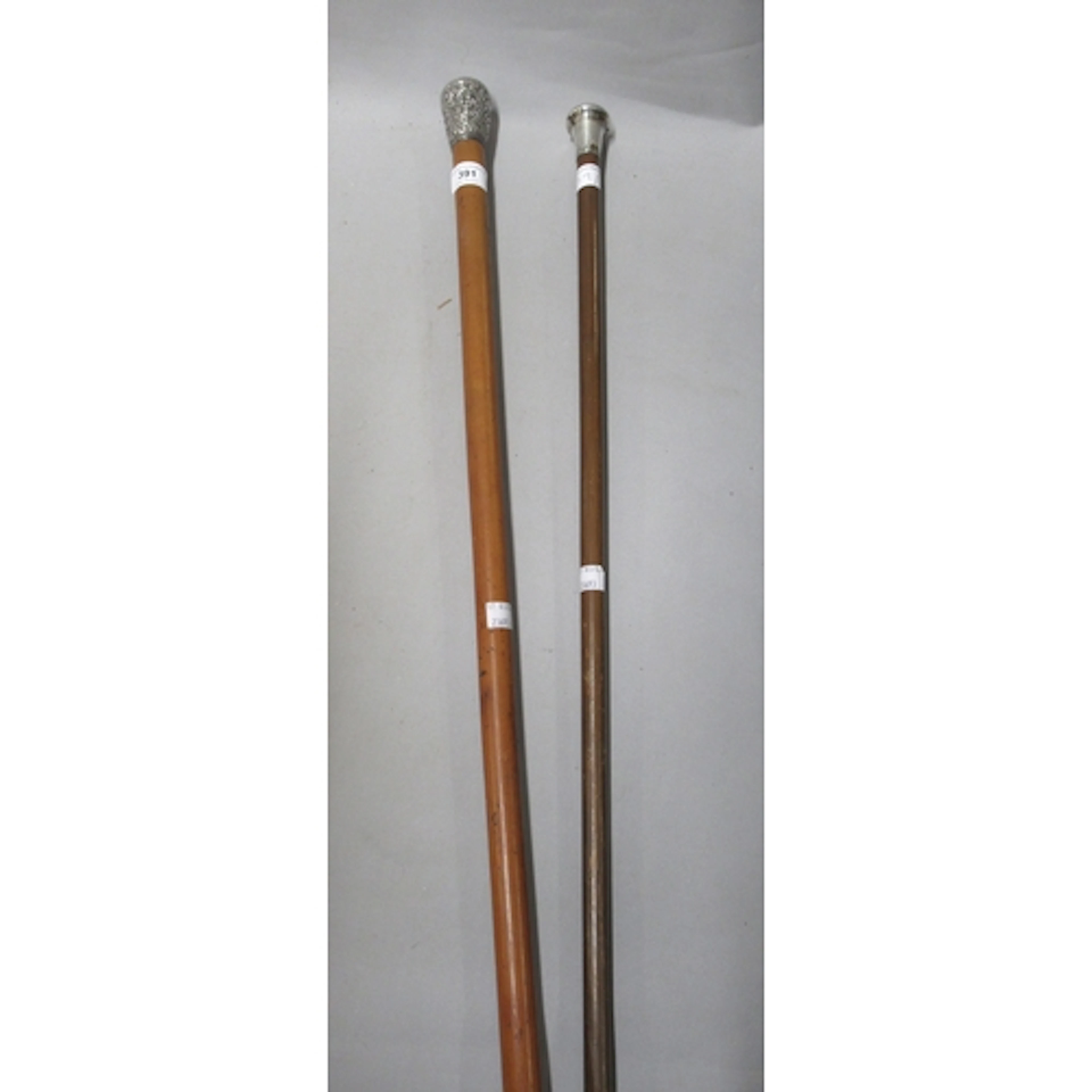Silver mounted walking cane, together with an Indian white m...