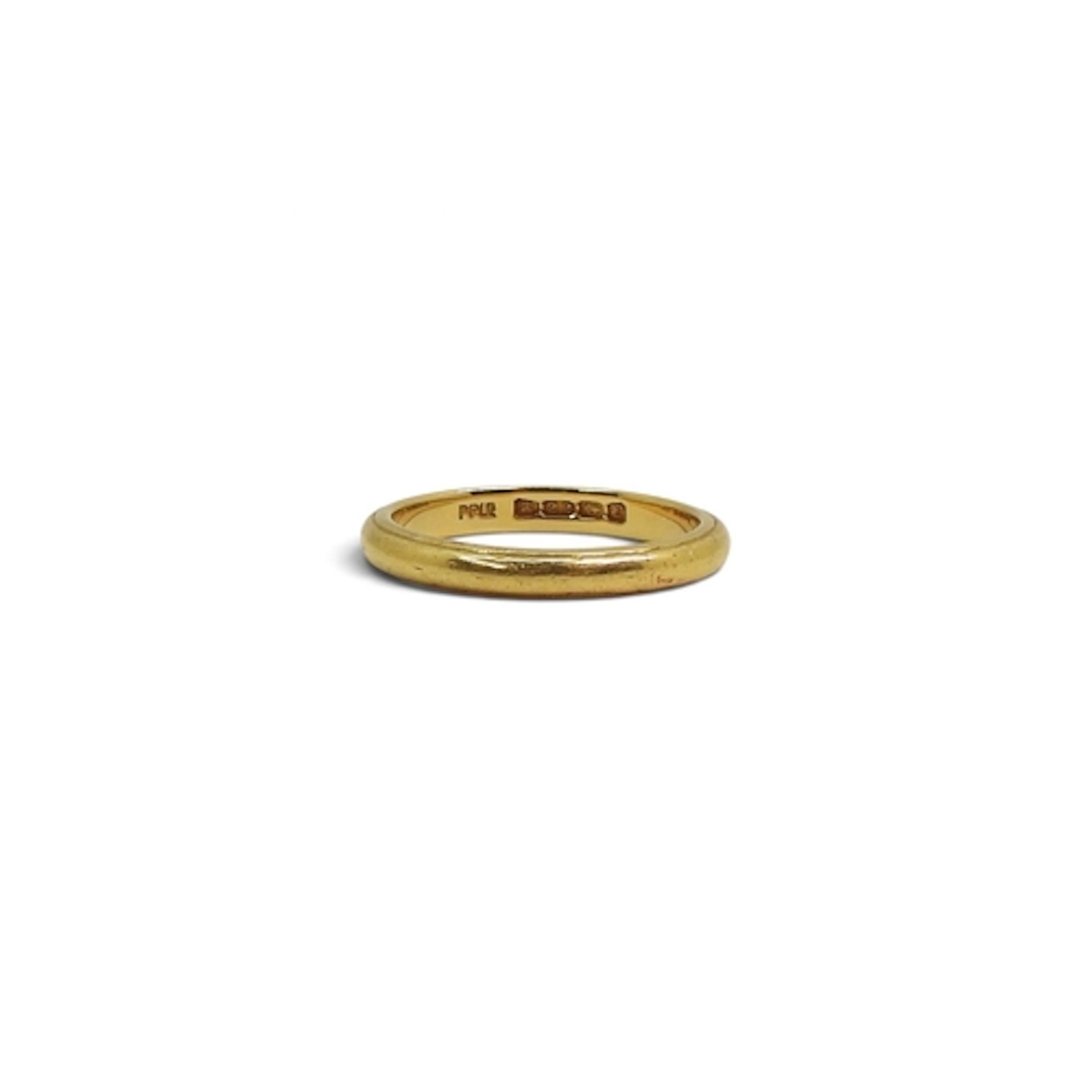 A 22ct gold wedding ring, size M1/2, weight 4gms. Sold on be...
