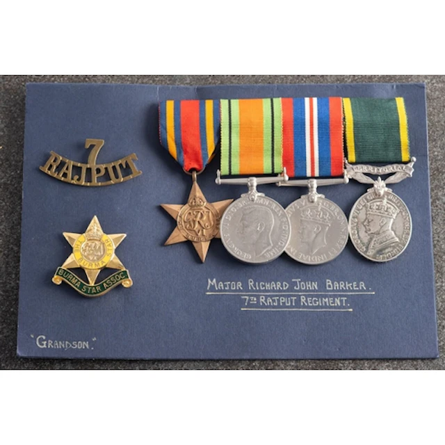 A WWII group of four to 'Lt R J Barker Indian Army', Burma ...