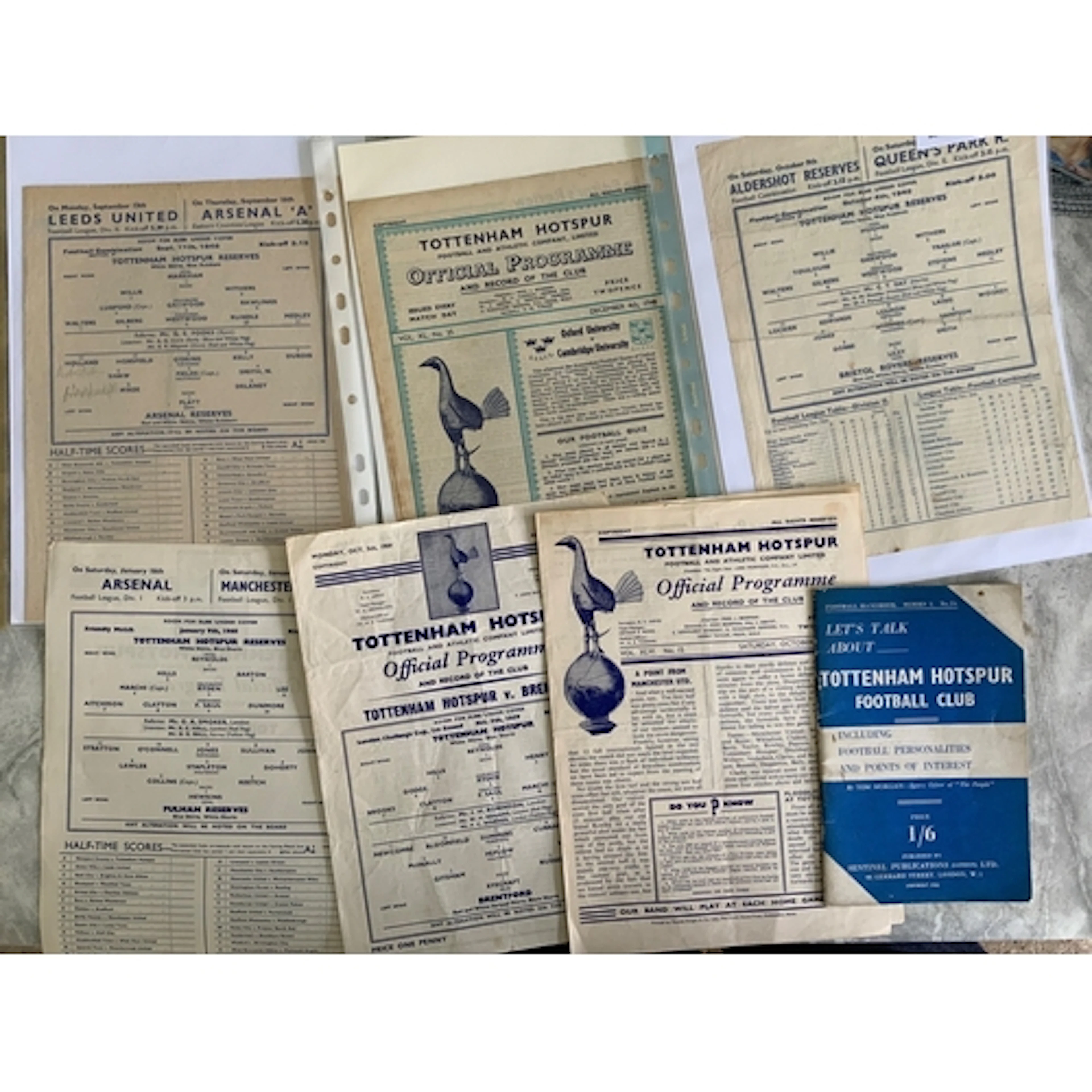 Tottenham Home Football Programmes: 48/49 Bristol Rovers + A...