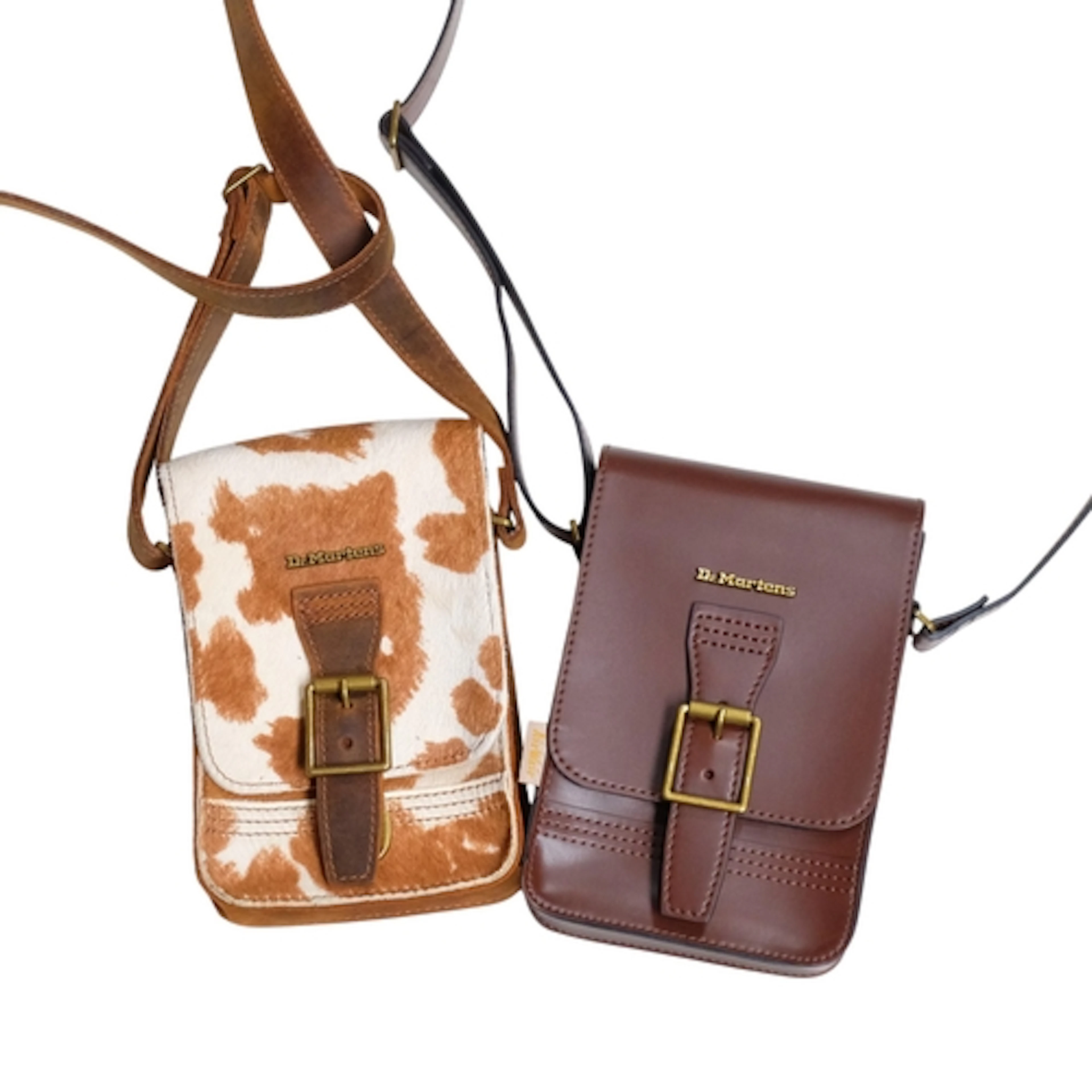 2 lady's satchels, a brown leather example, and a pony hide...