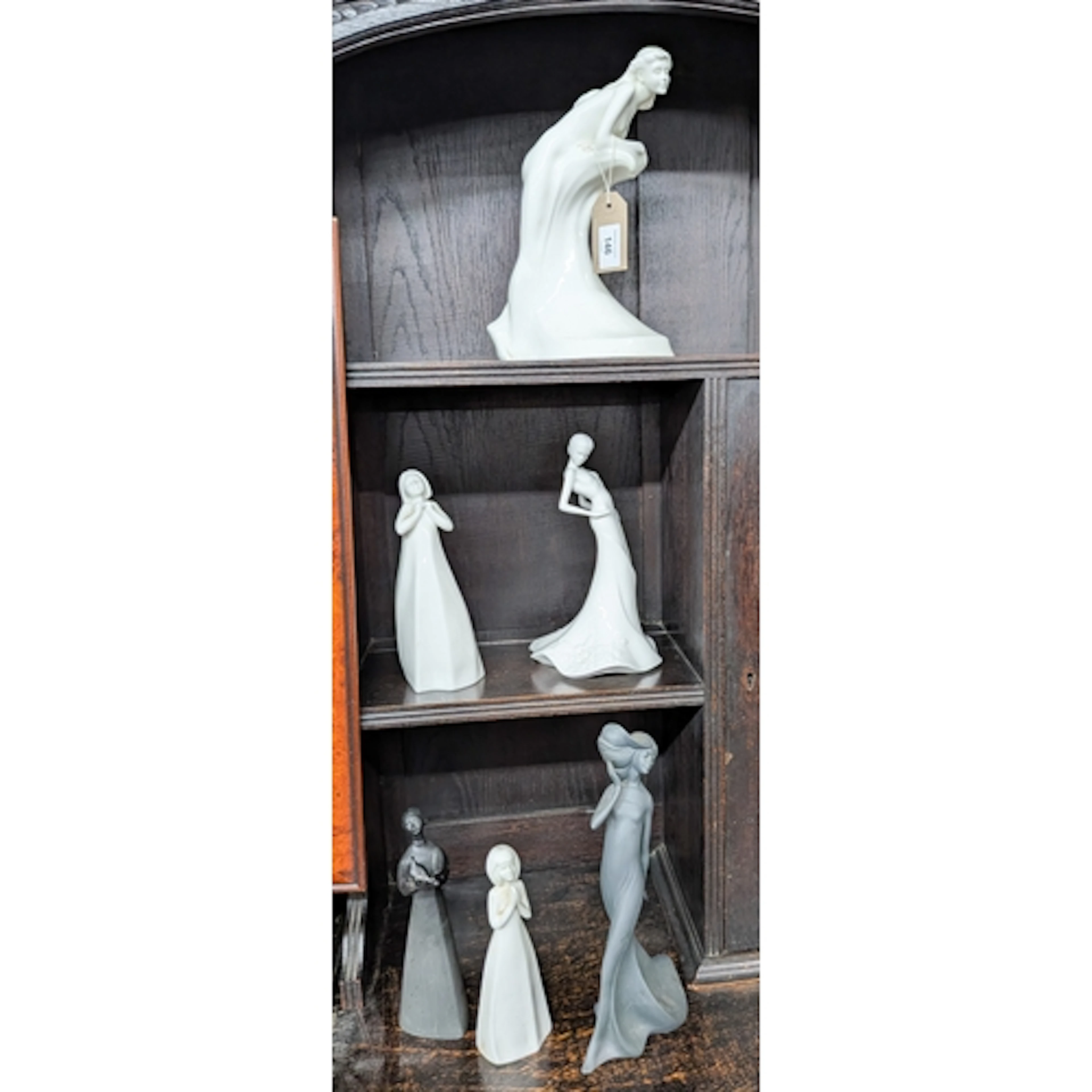 Collection of six black and white figurines by Coalport and ...