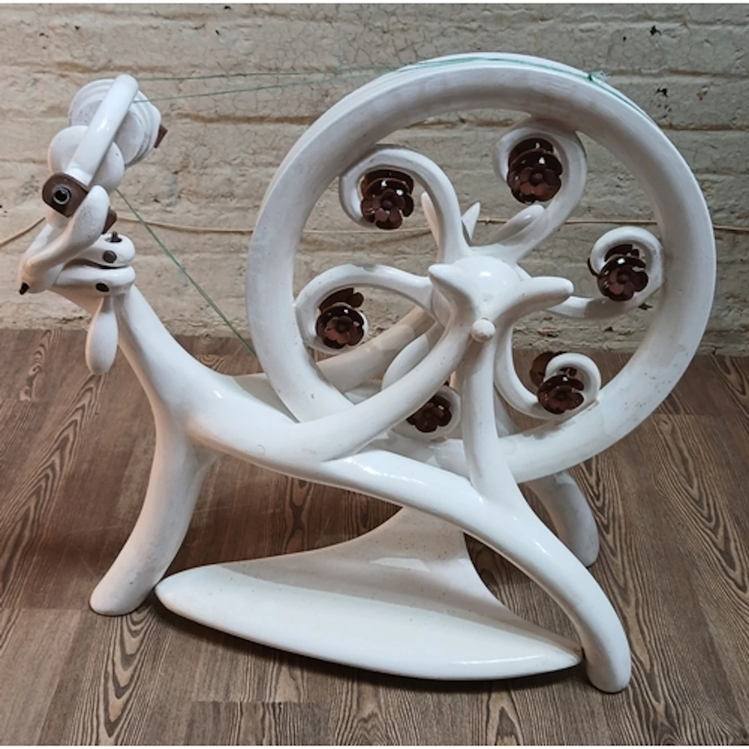 John Southworth Prescott (b1939), spinning wheel, white pain...