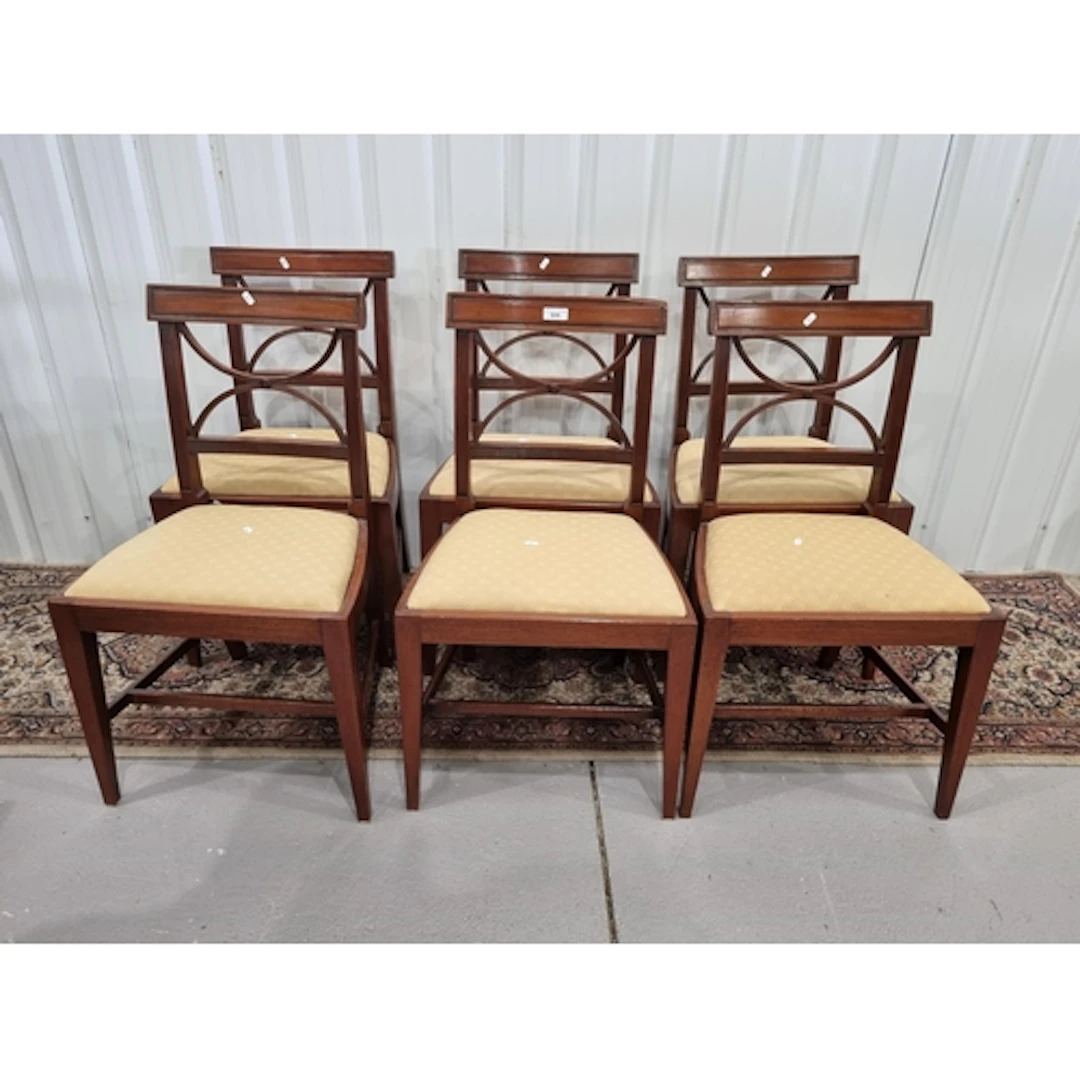 A set of six regency style mahogany Dining Chairs, (R6).