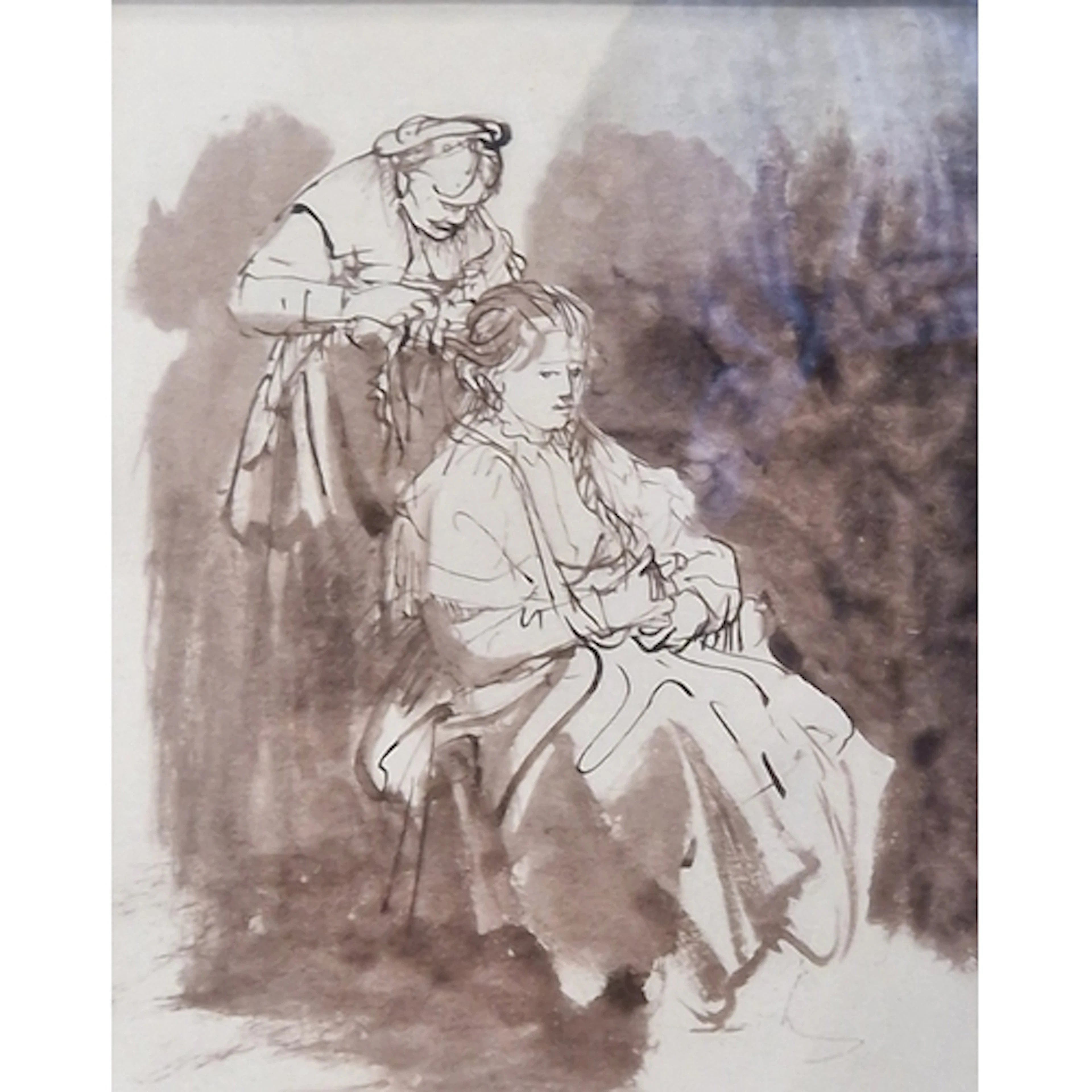 FRENCH (?) SCHOOL CIRCA 1880. A Lady seated , being attended...