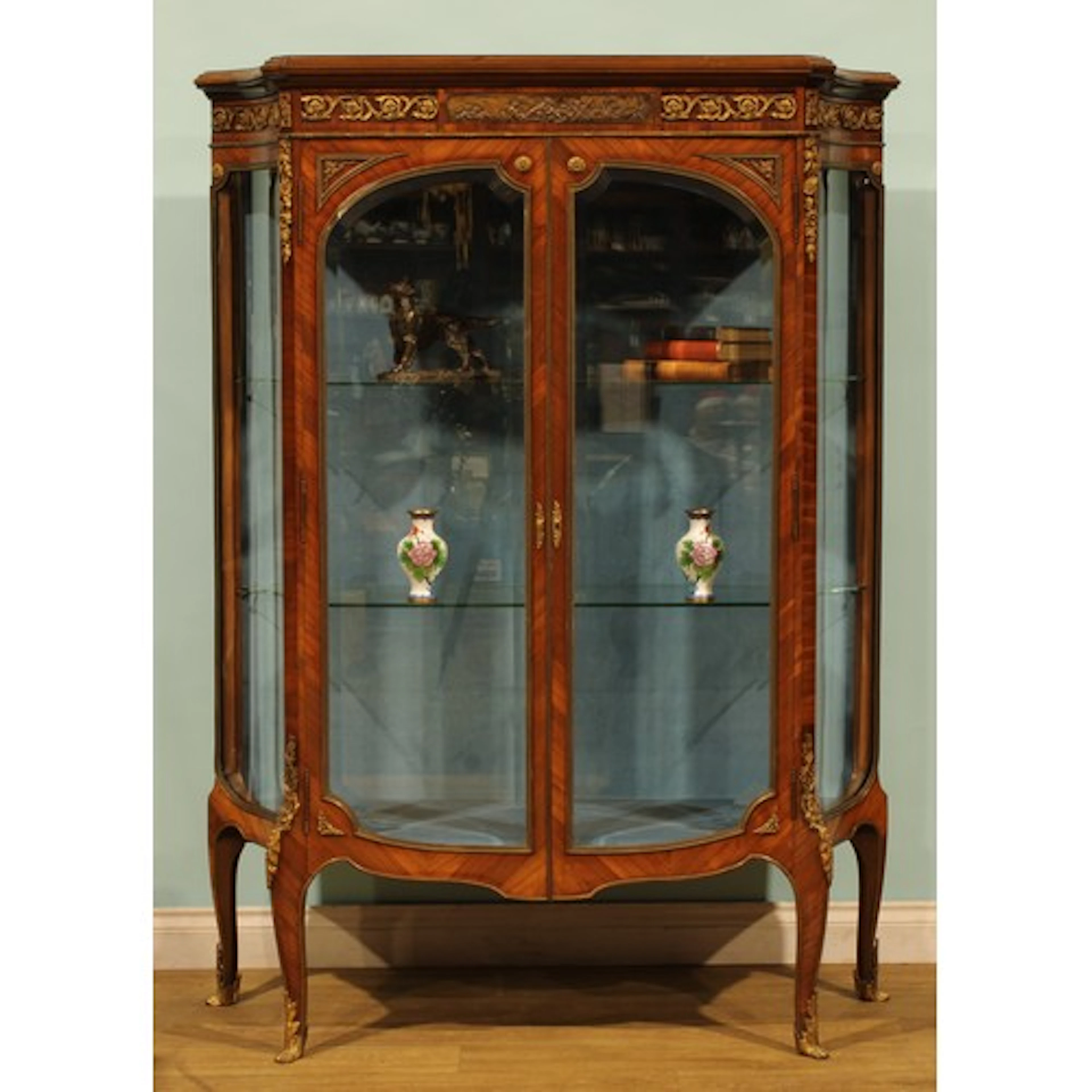 A Louis XV Revival gilt metal mounted kingwood vitrine, in t...