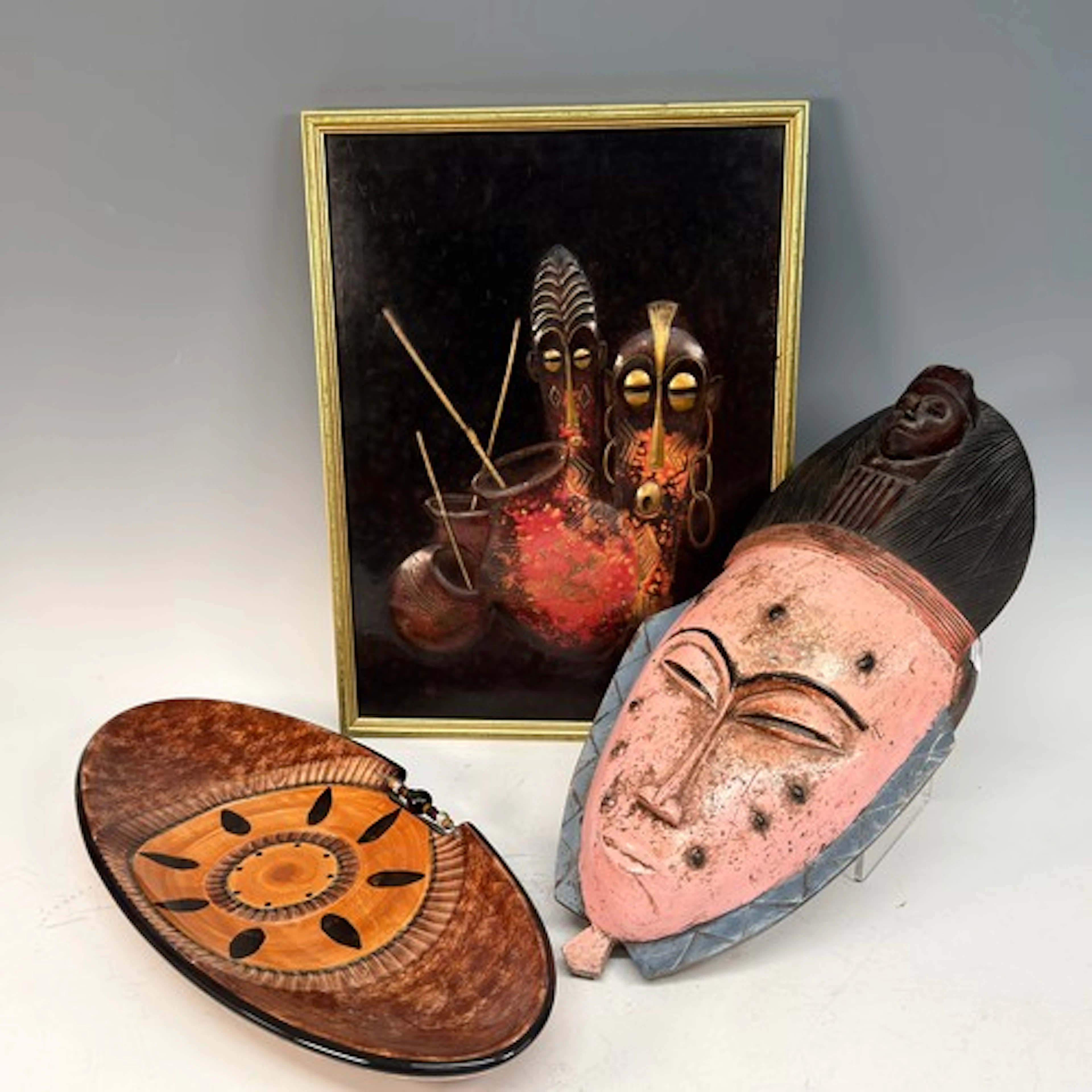 A decorative tribal inspired metalwork wall Plaque, 'Yola De...