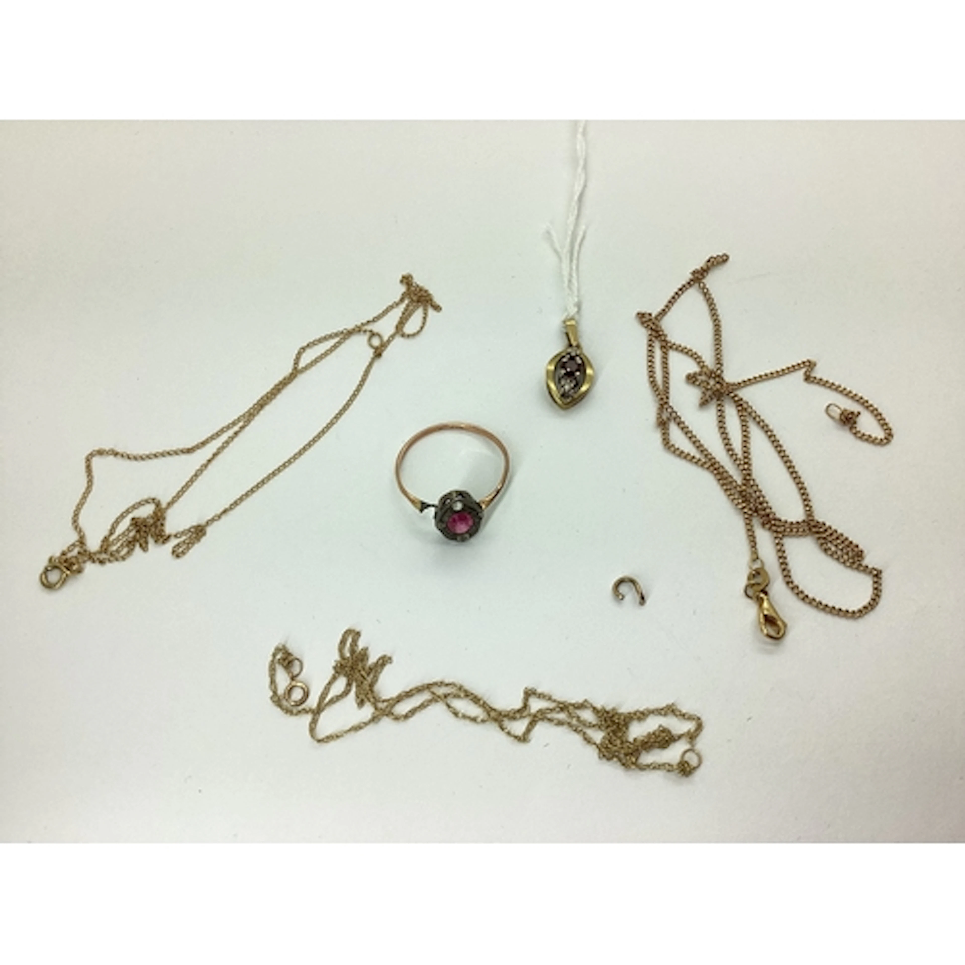 A 9ct Gold Three Stone Pendant, together with assorted fine ...