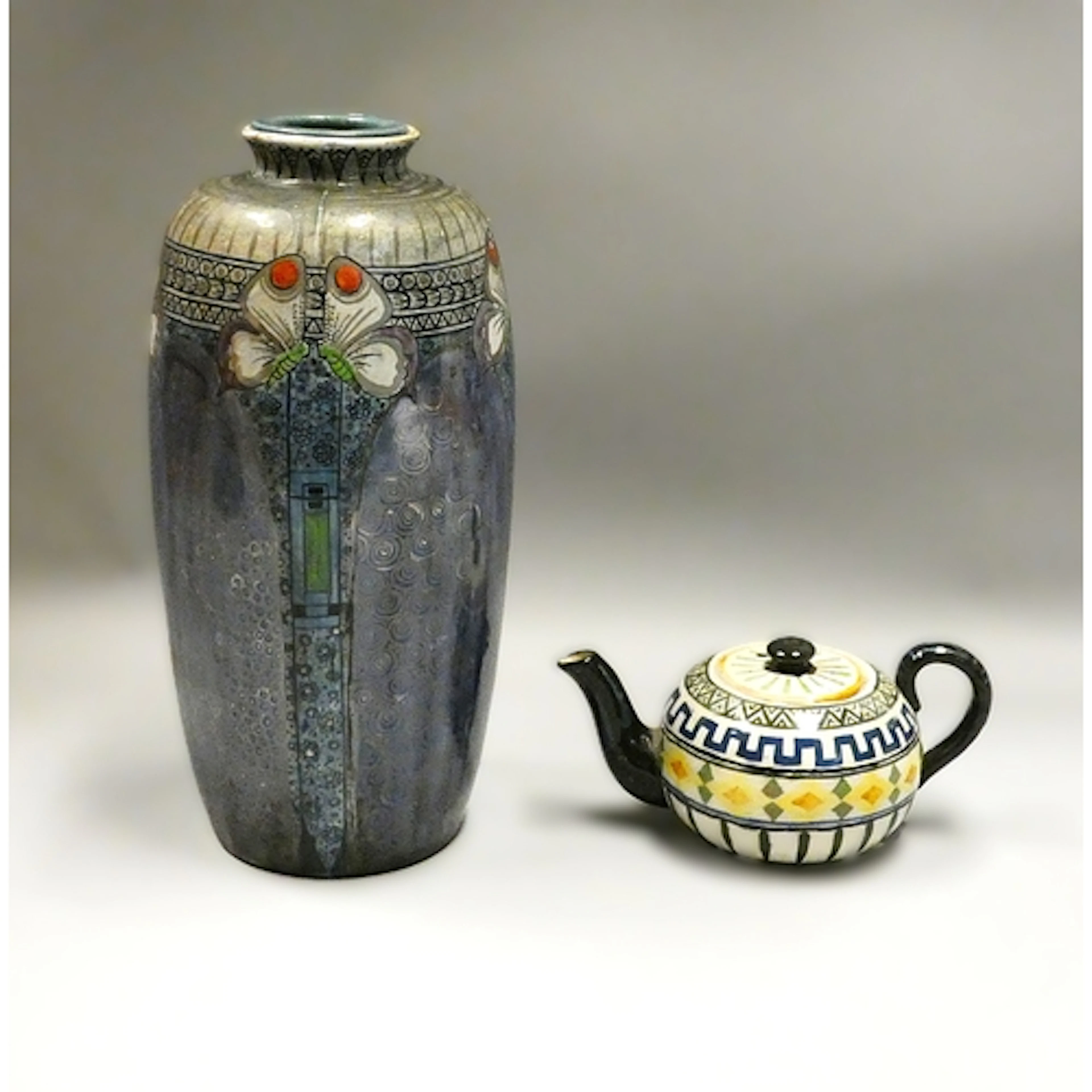 MARY W. BONE, SCOTTISH. Art Nouveau pottery under glazed tea...