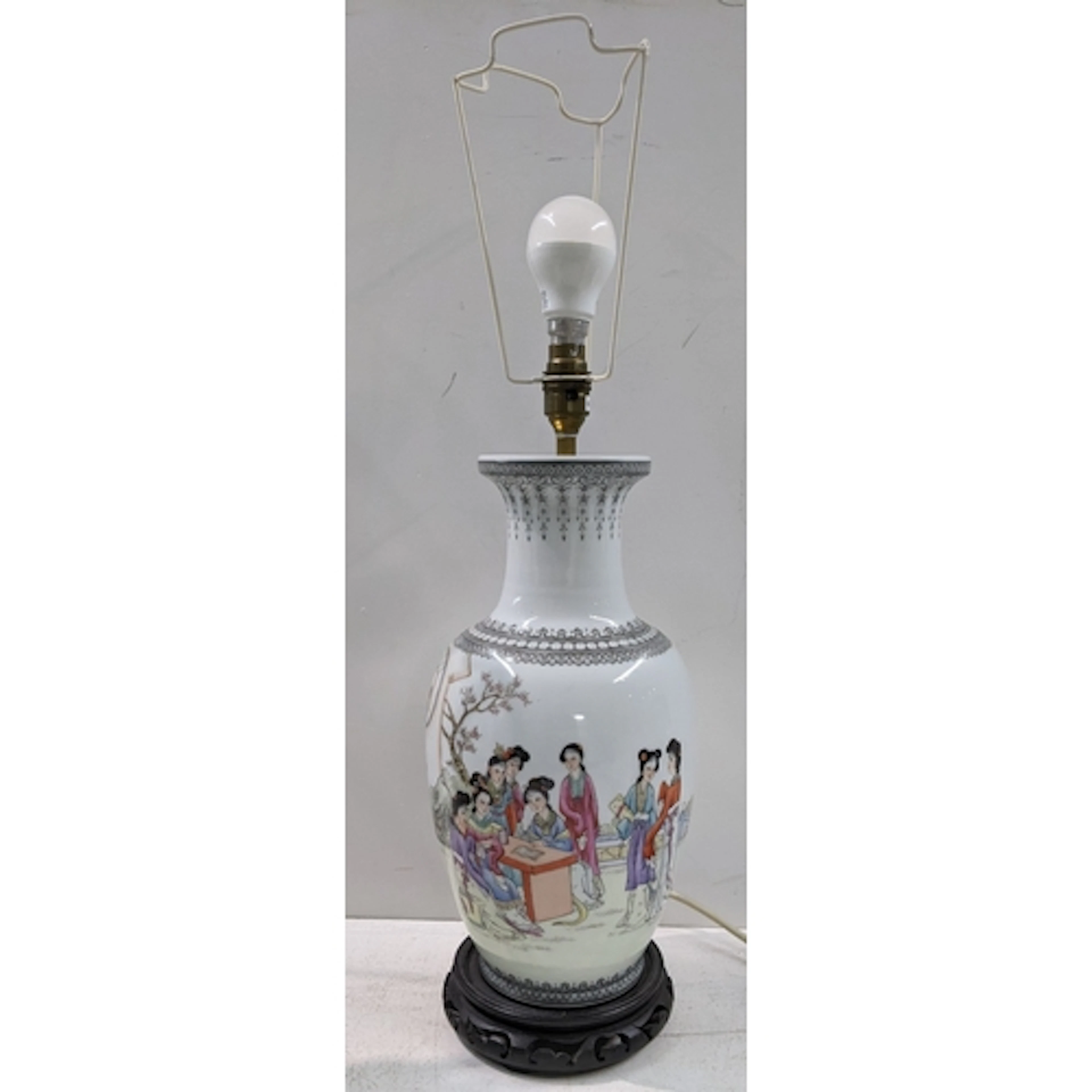 A 20th century Chinese famille rose vase/table lamp, 39H exc...