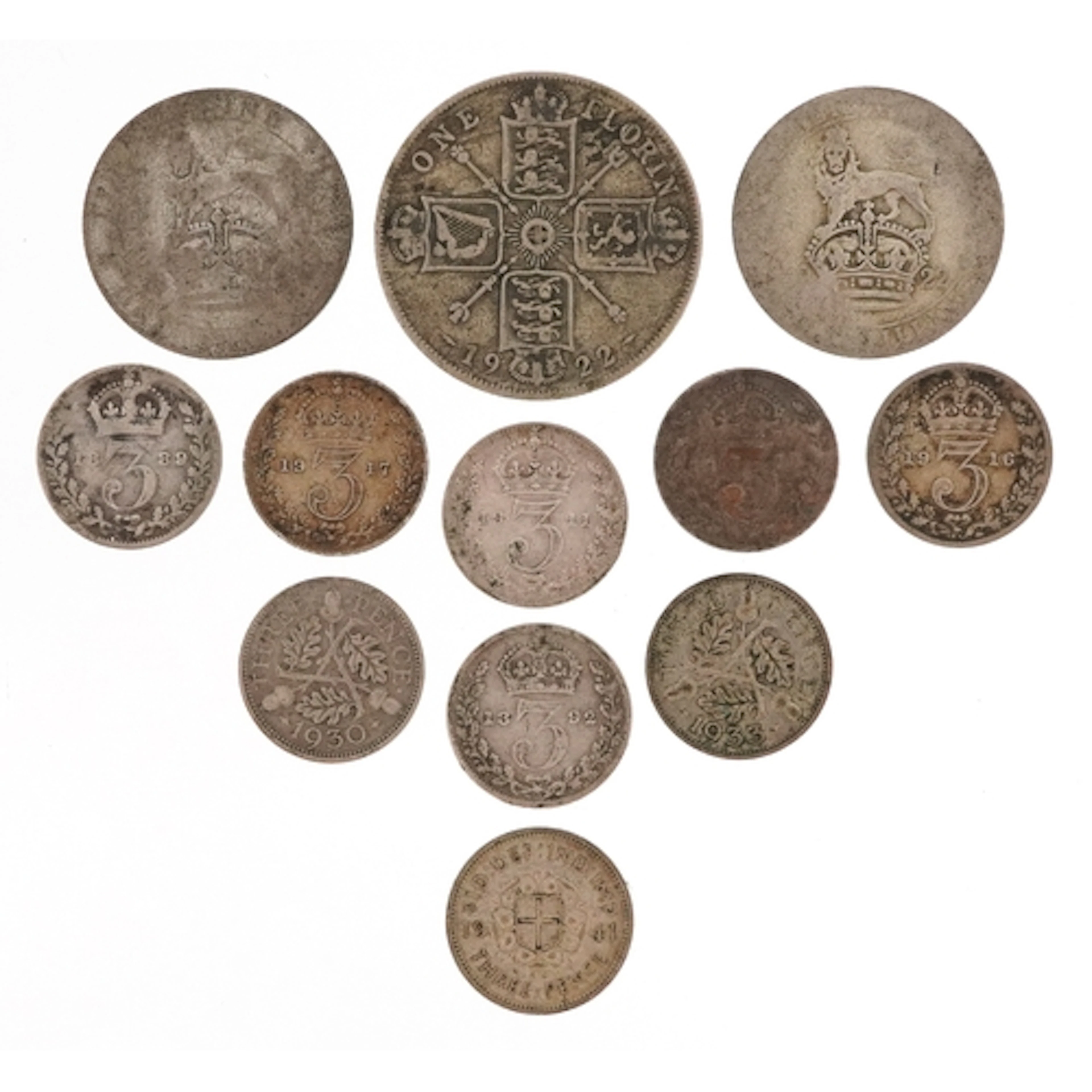 19th century and later British silver coins comprising flori...