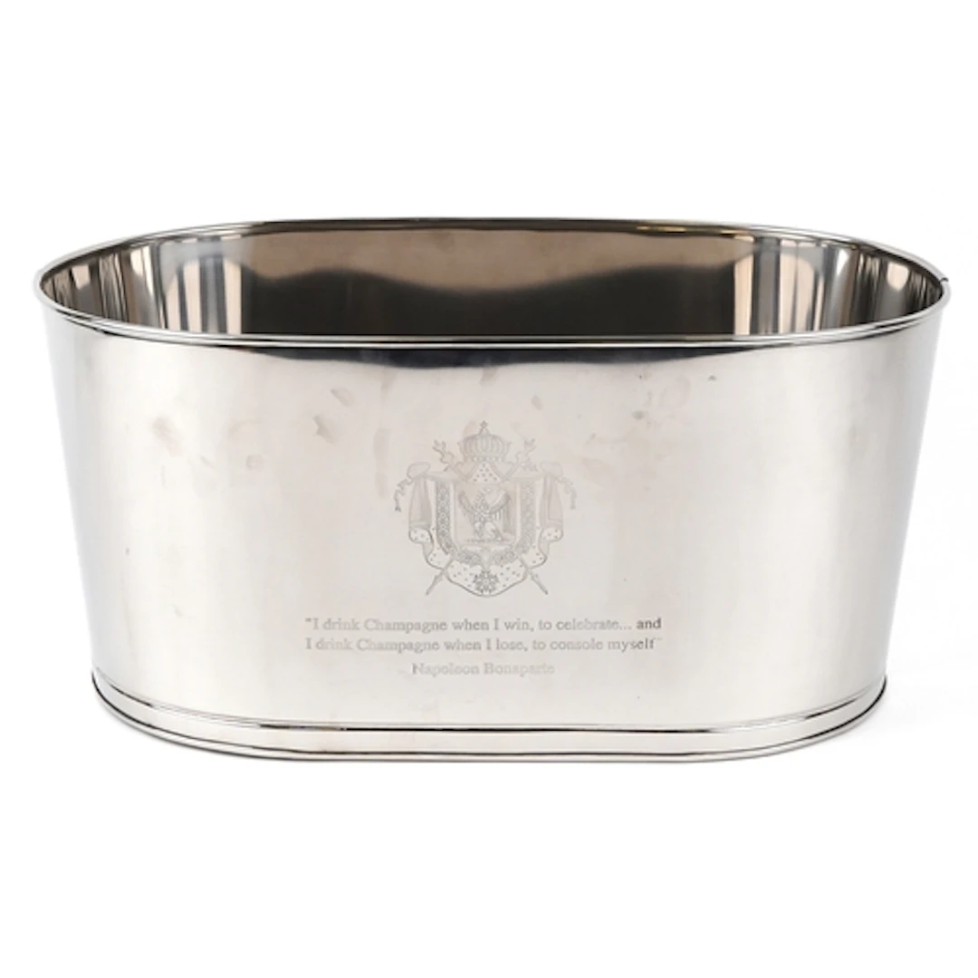 Polished metal Champagne ice bucket with Napoleon Bonaparte ...