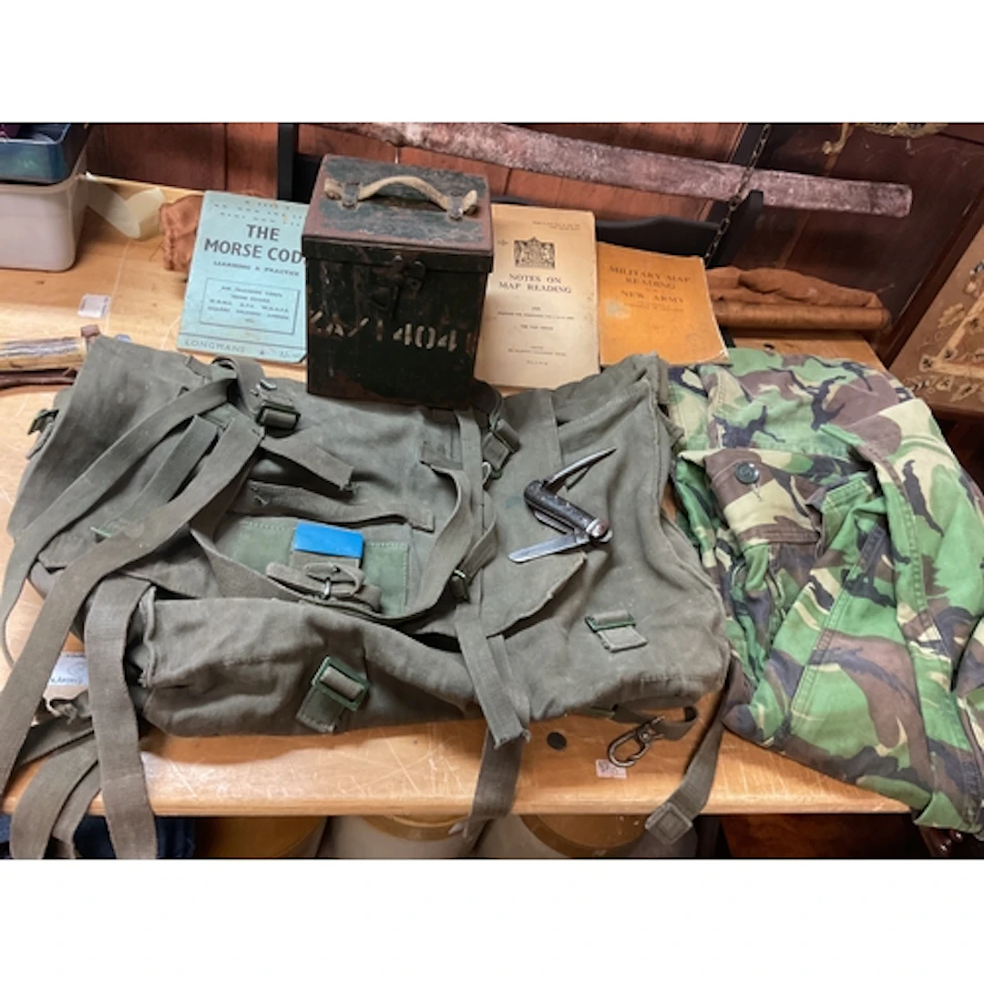 70s DPM trousers, backpack, wireless box, manuals and jackkn...