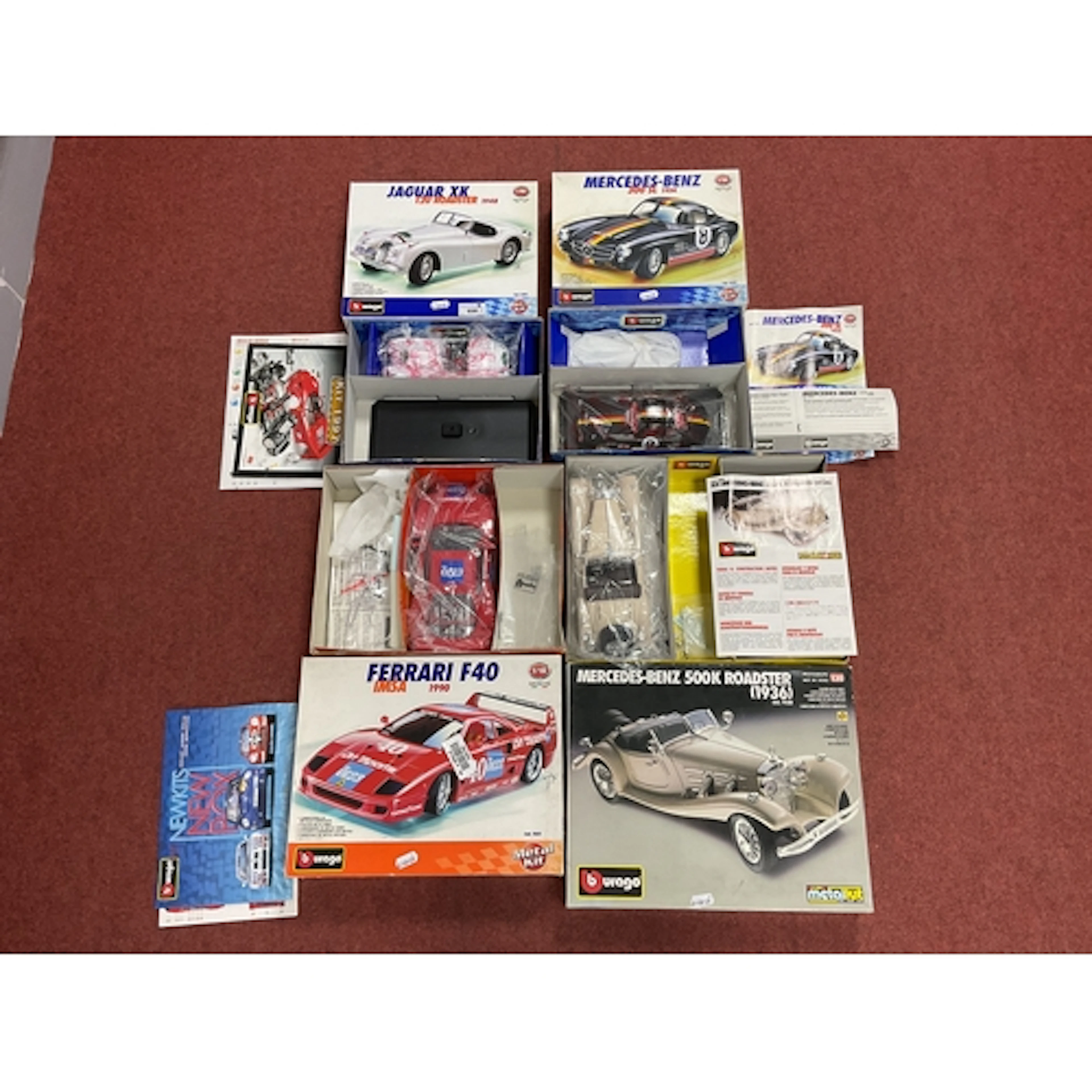 Burago Metal Kits (built) Ferrari F40, Mercedes Benz 500K Ro...