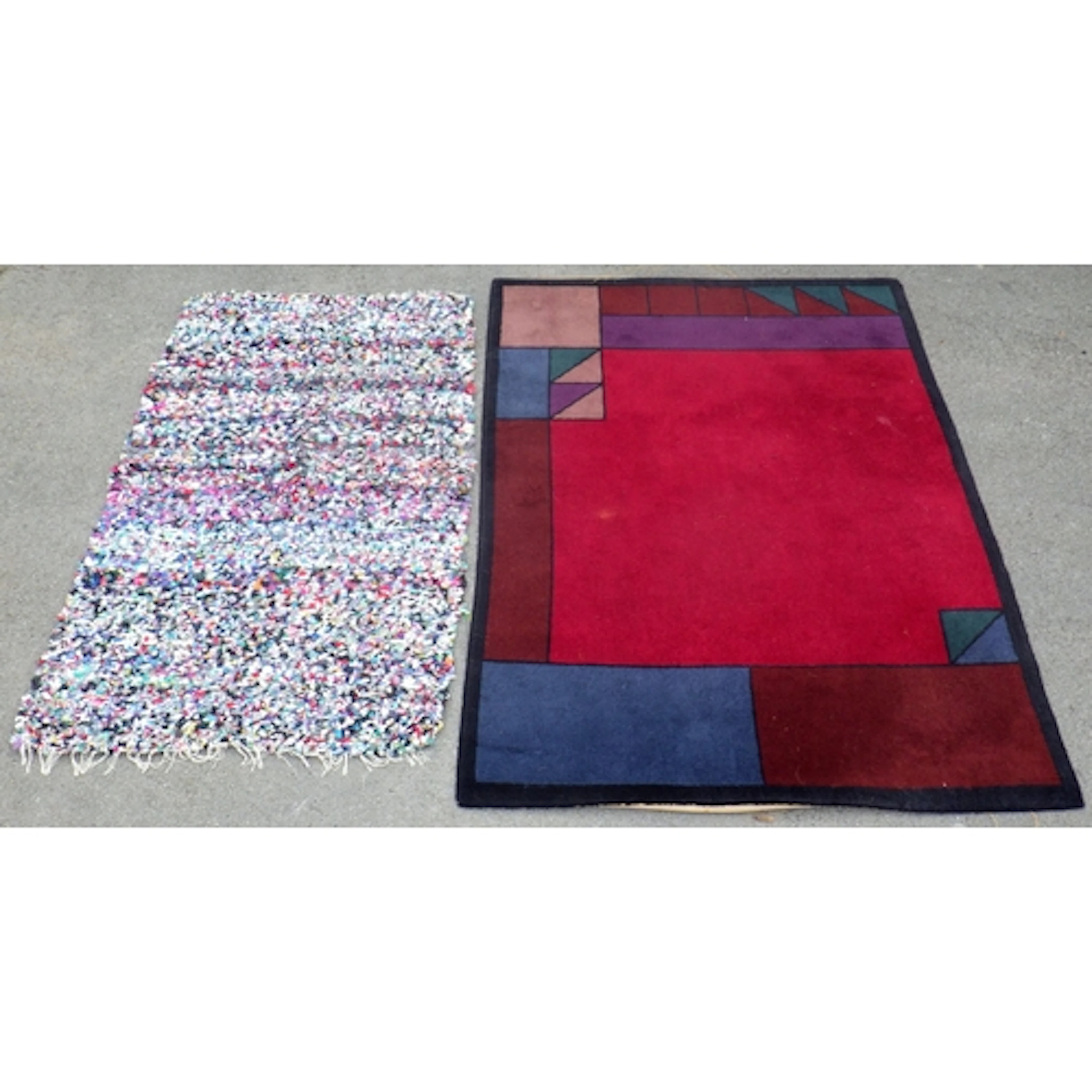 A rag rug together with another modern rug (2)
