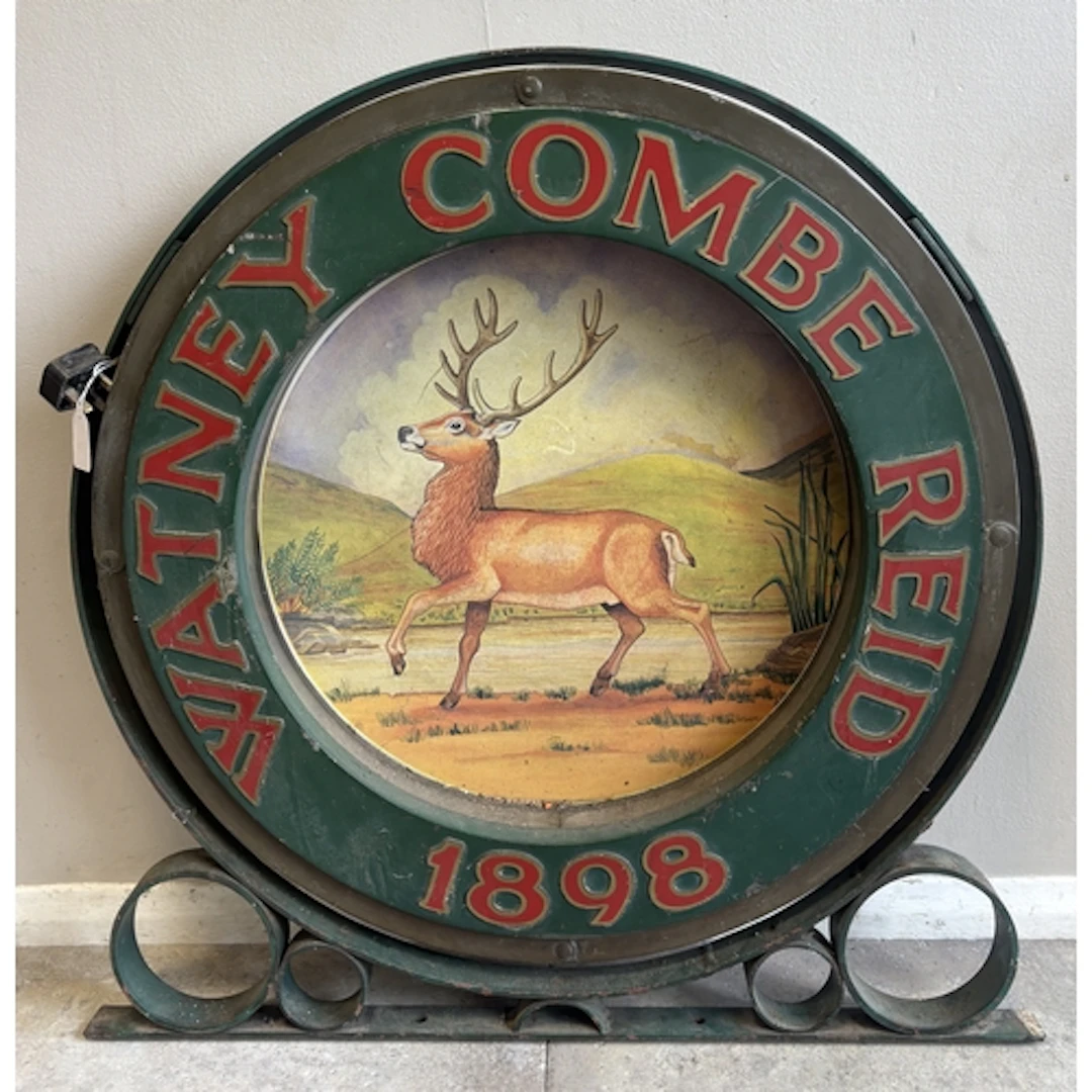 A circular, swinging, double-sided "Watney Combe Reid 1898" ...