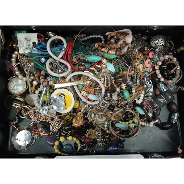 A case of costume jewellery.