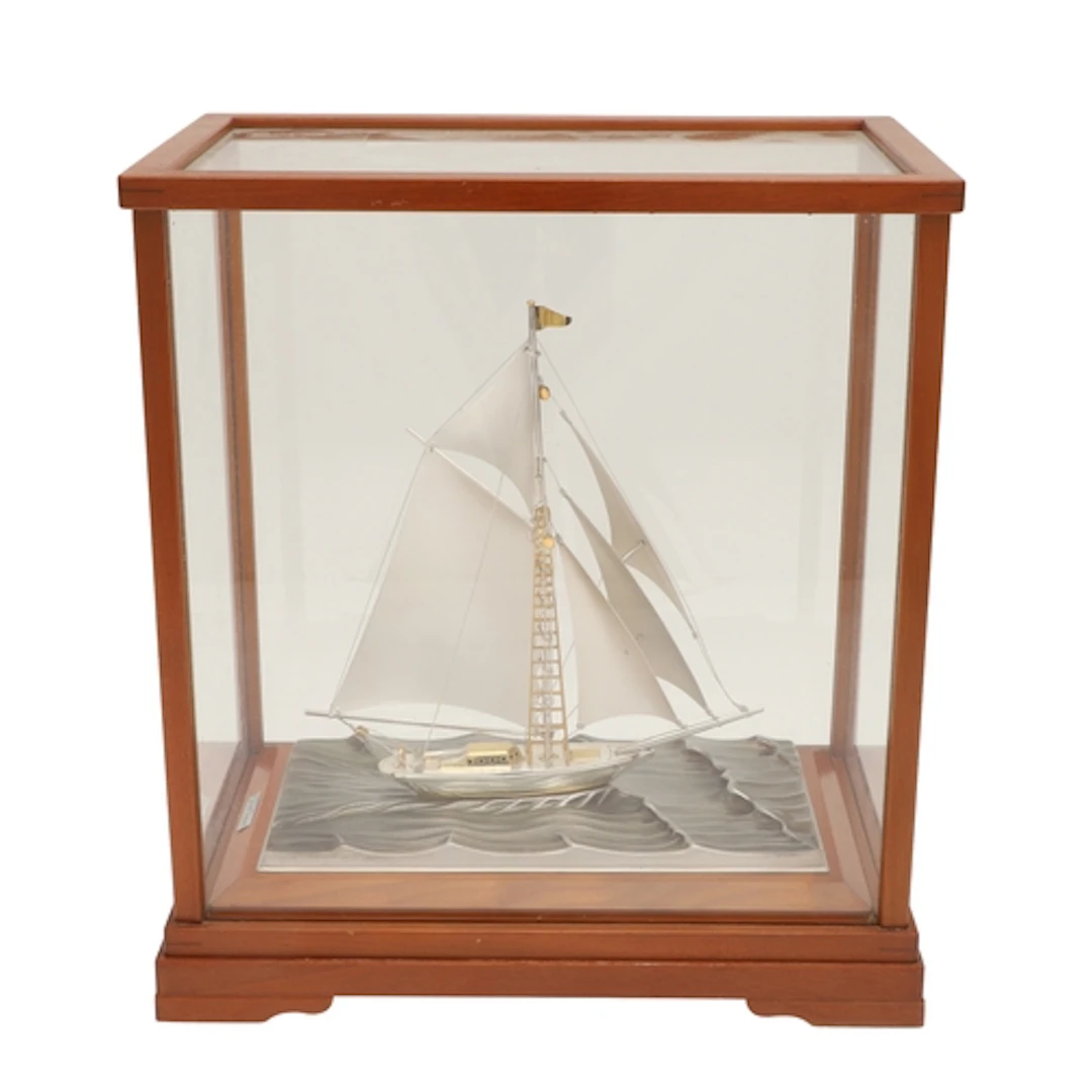 A CASED STERLING SILVER YACHT BY TAKEHIKO. TAKEHIKO; A sterl...
