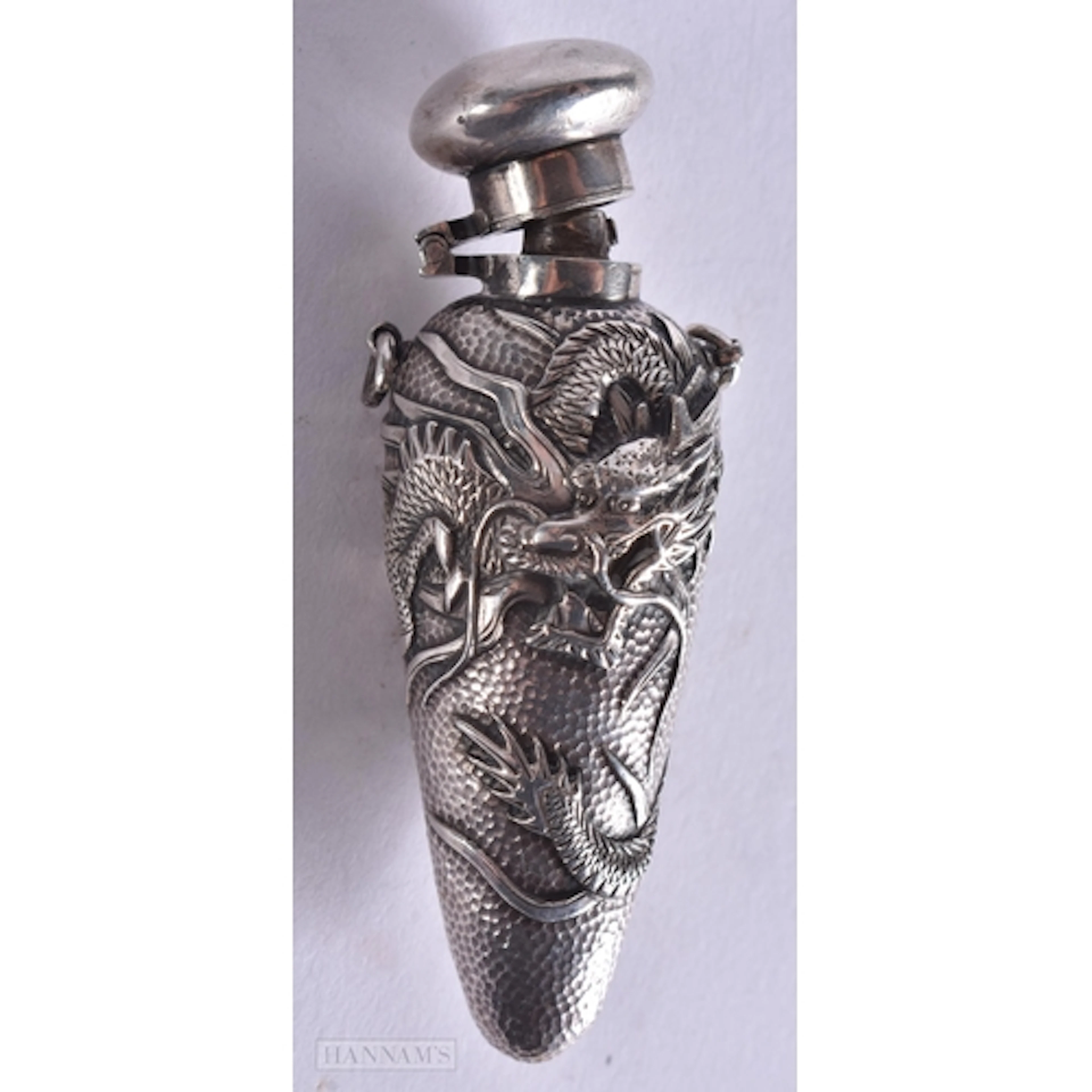 A 19TH CENTURY JAPANESE MEIJI PERIOD SILVER SCENT BOTTLE. 36...