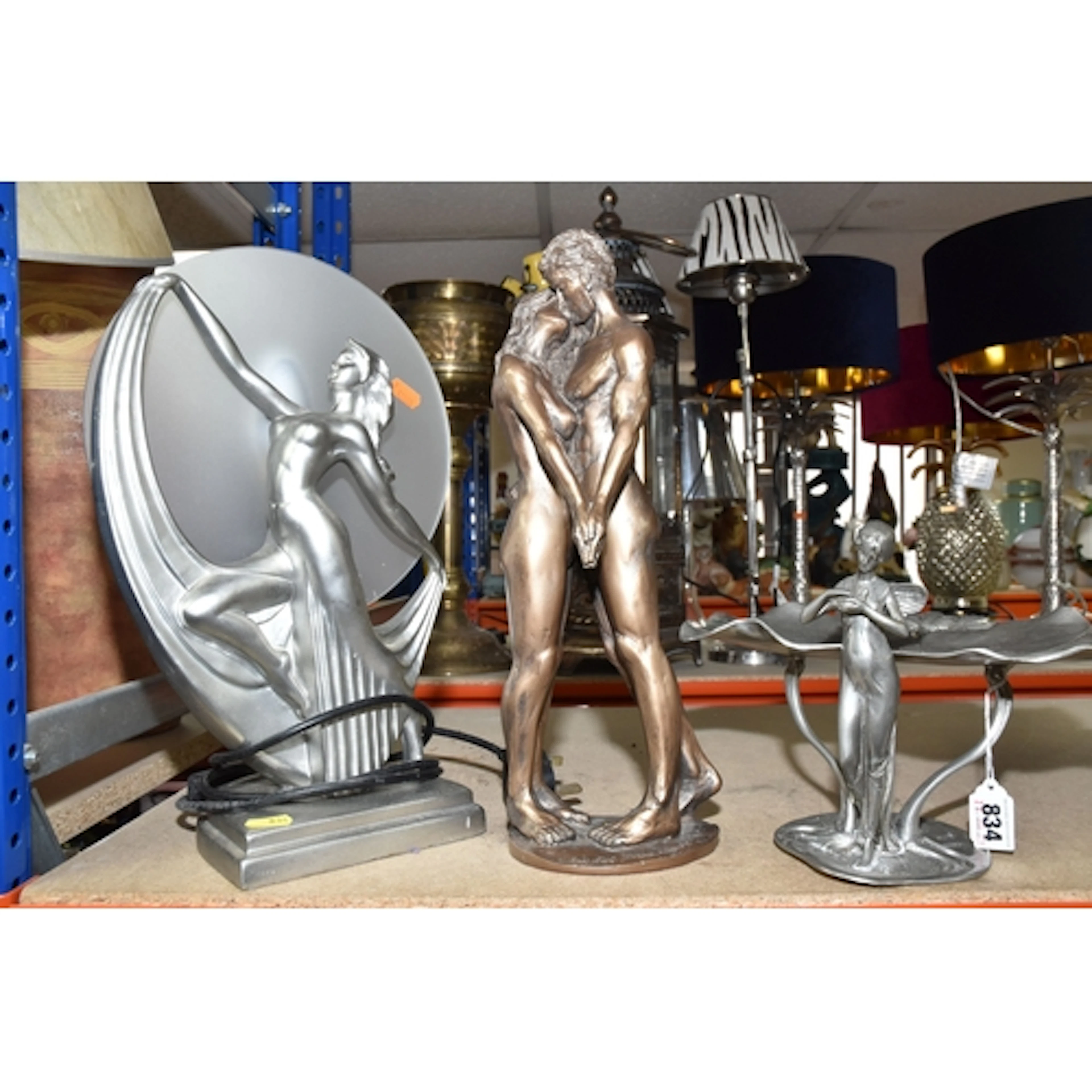 A GROUP OF ART SCULPTURES AND A LAMP, comprising Frith Sculp...