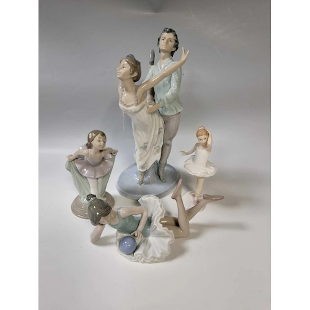 A GROUP OF FOUR BALLET RELATED PORCELAIN FIGURINES comprisin...