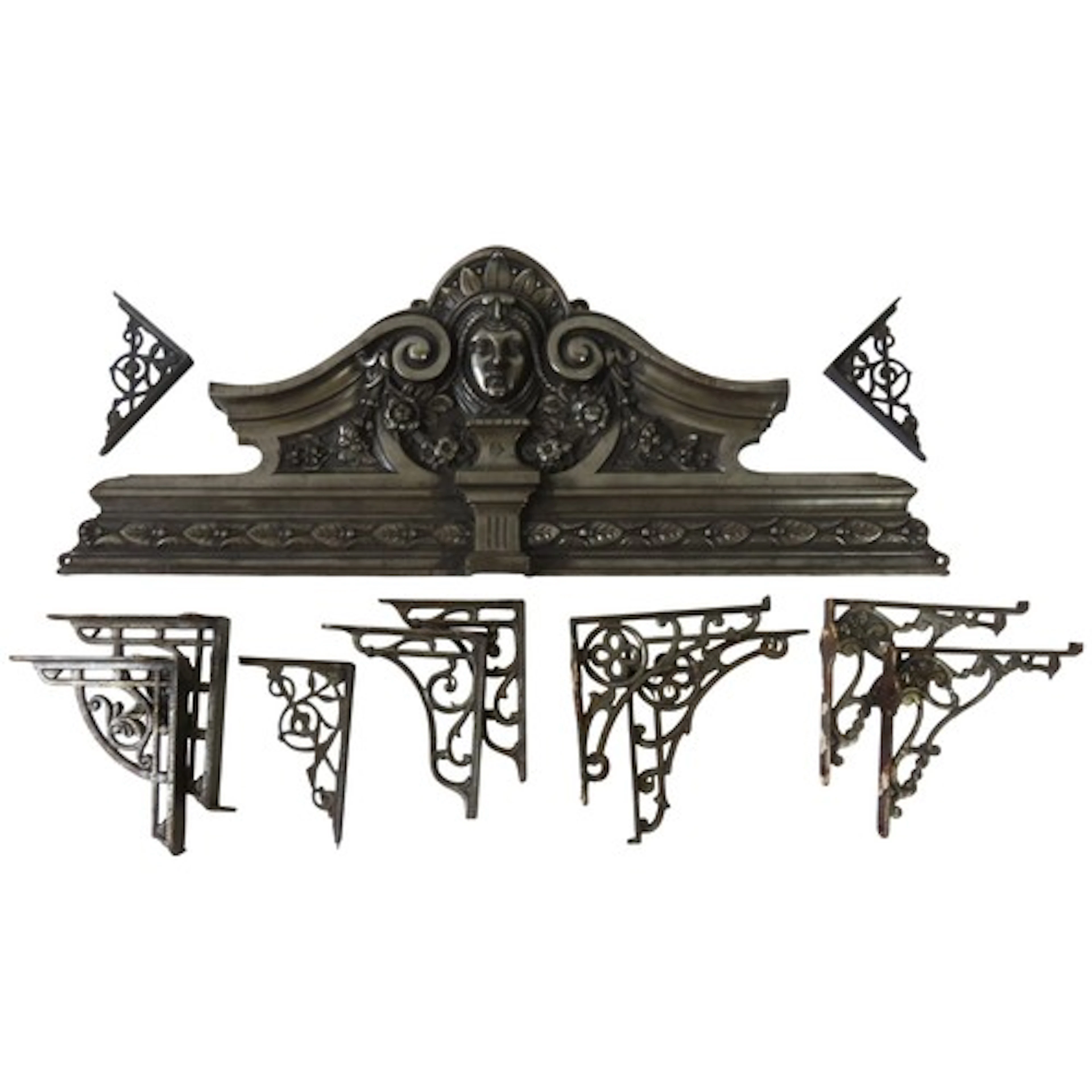 A VICTORIAN CAST-IRON 'SHAH' DOOR PEDIMENT stamped verso wit...