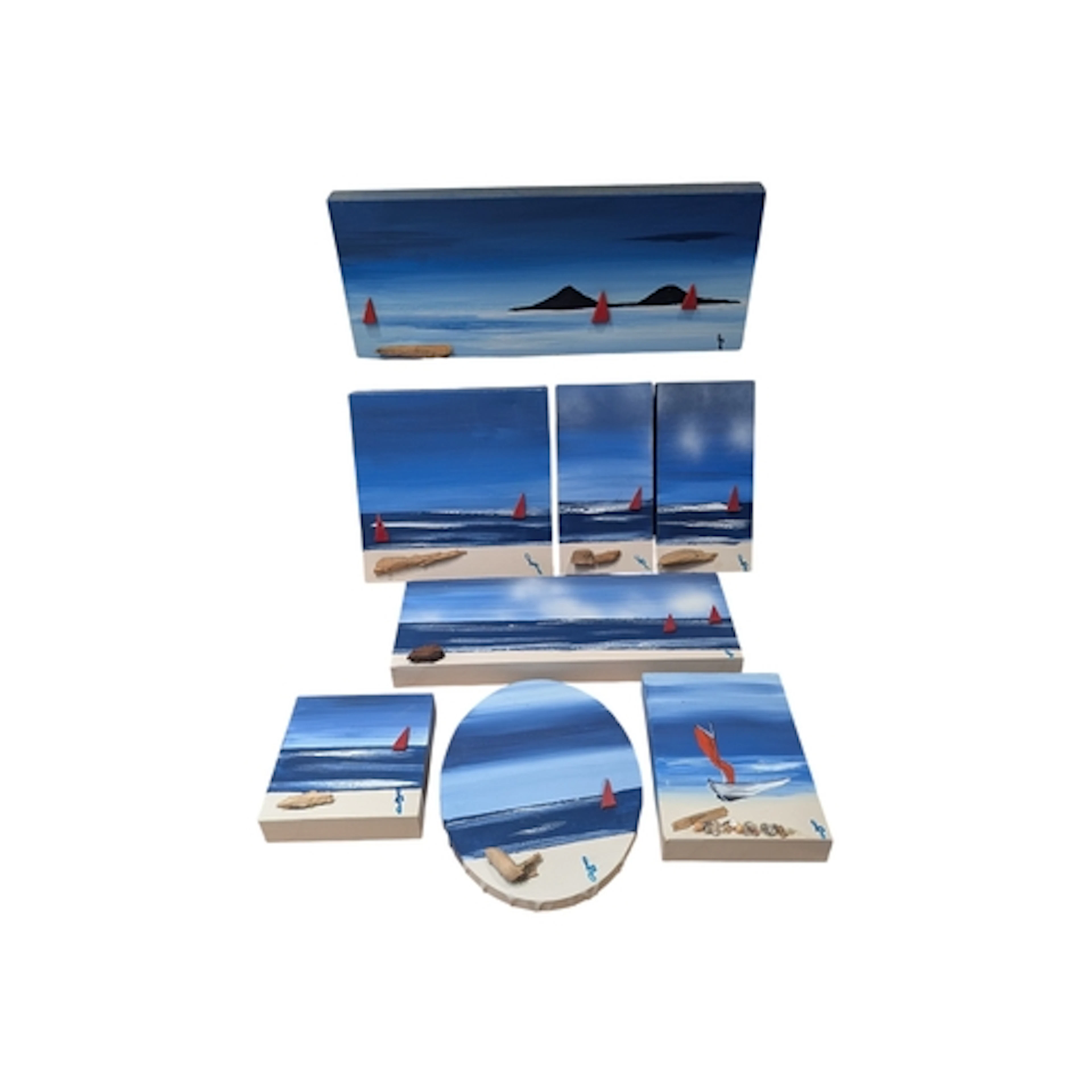 John Bordeaux - Eight contemporary seaside acrylic paintings...