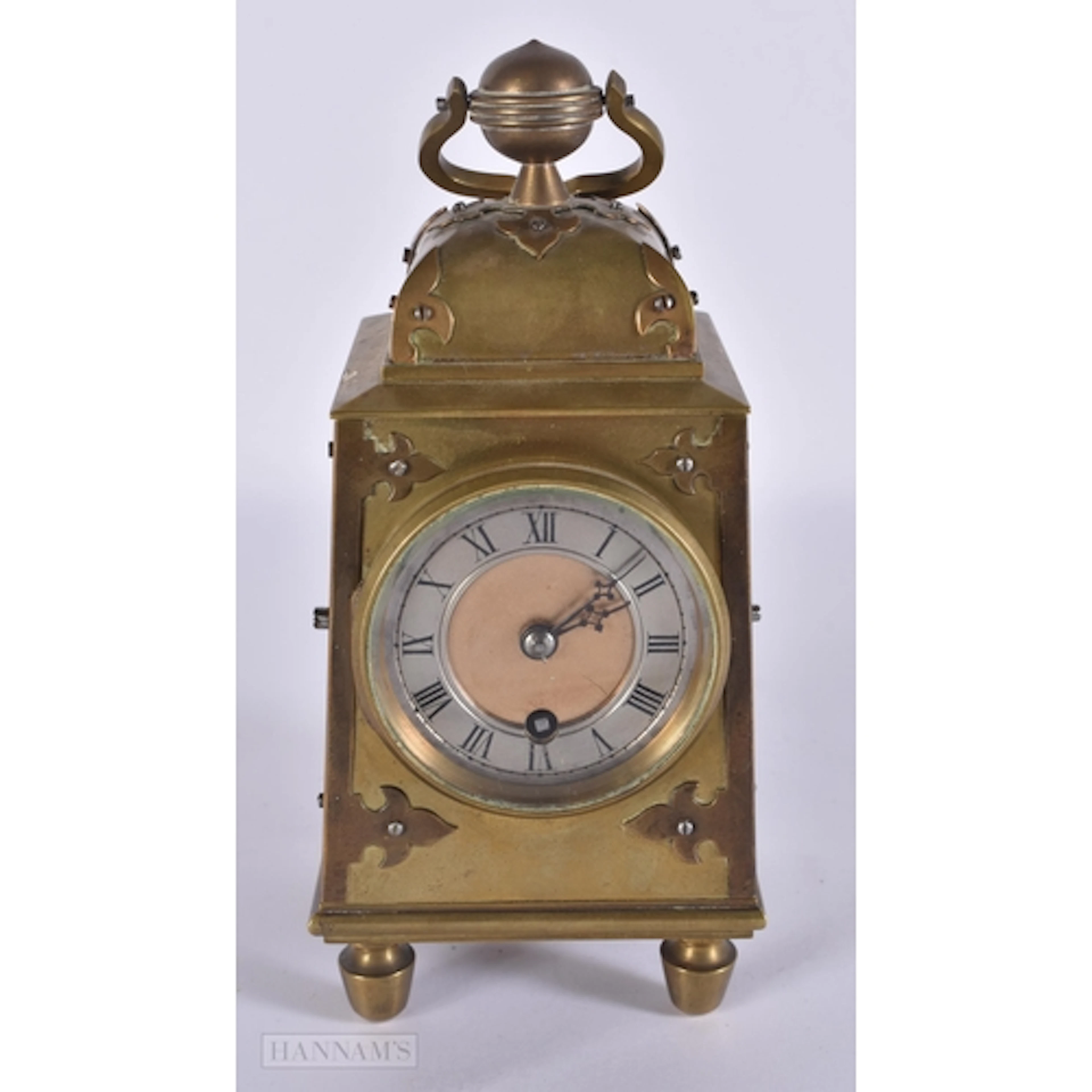 AN UNUSUAL 19TH CENTURY GOTHIC BRONZE CARRIAGE CLOCK with si...