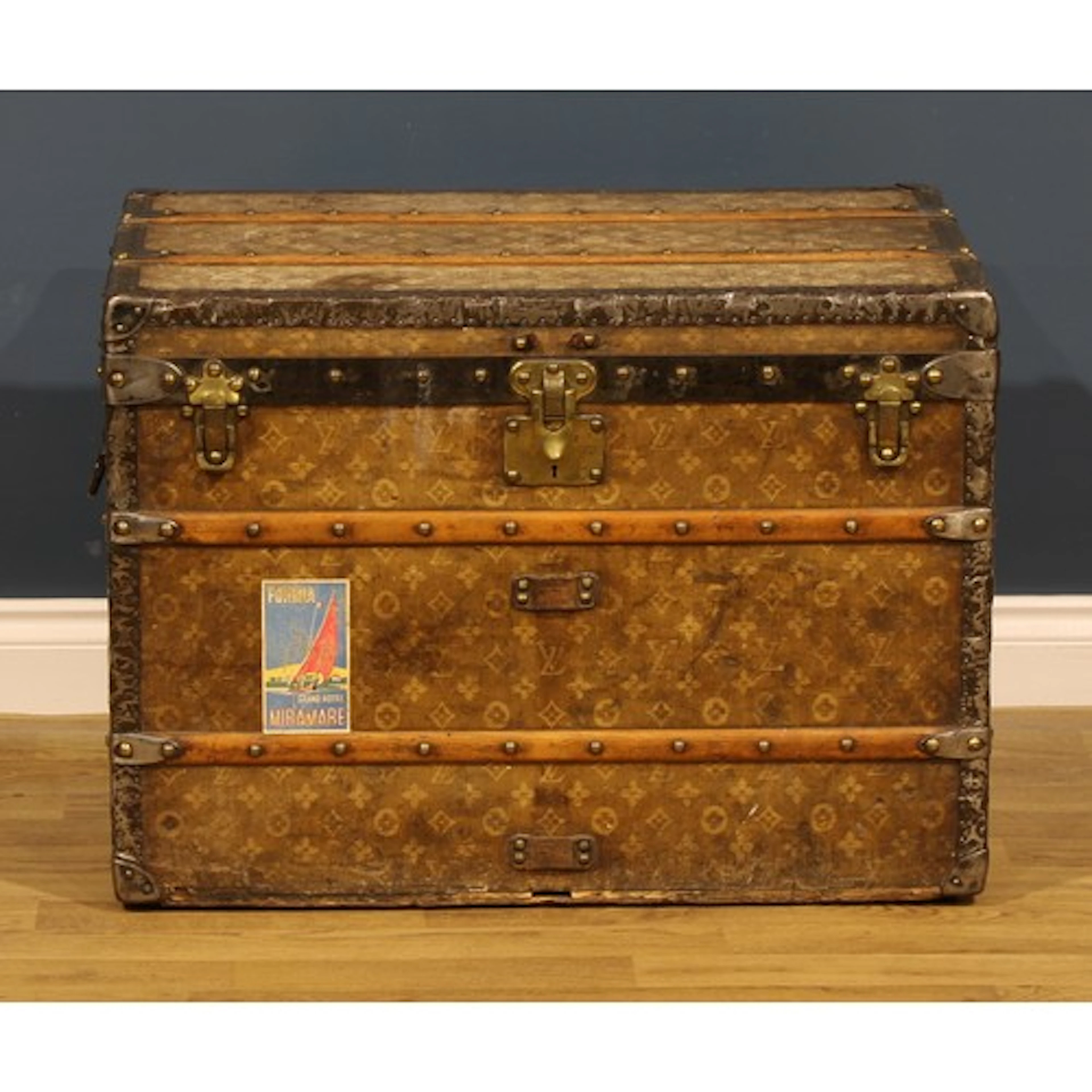Louis Vuitton - a vintage monogram steamer trunk, numbered 1...