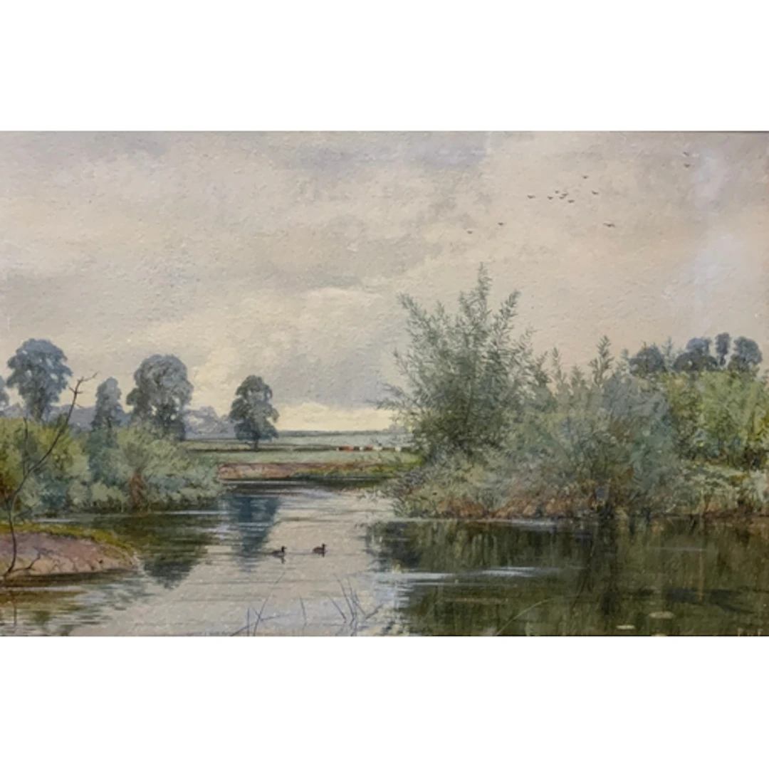 English school, signed R.W.F, A Tranquil lake with Ducks sw...