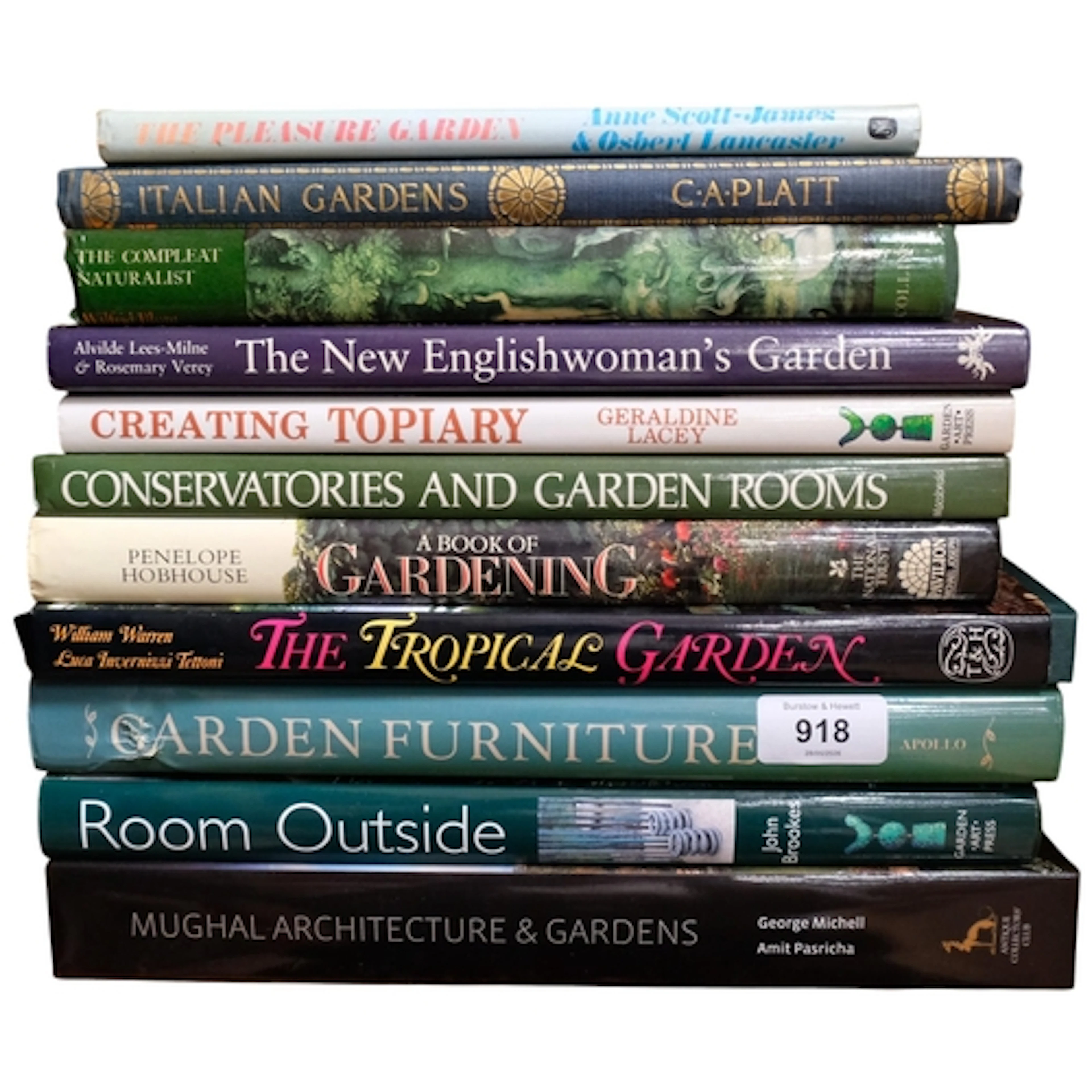 A collection of hardbound gardening reference books, includi...