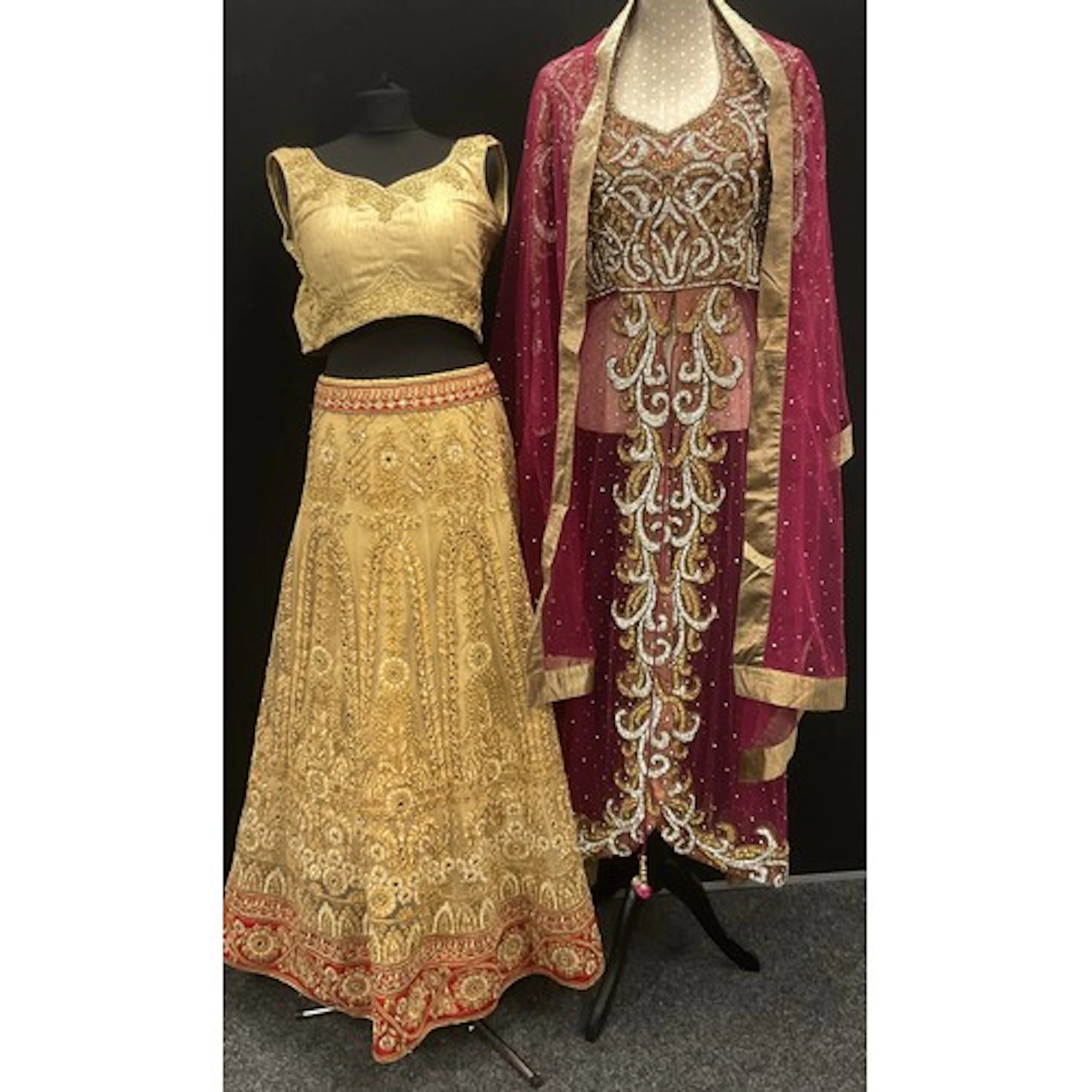 A handmade Indian/Asian wedding/Lehenga dress, the red see t...