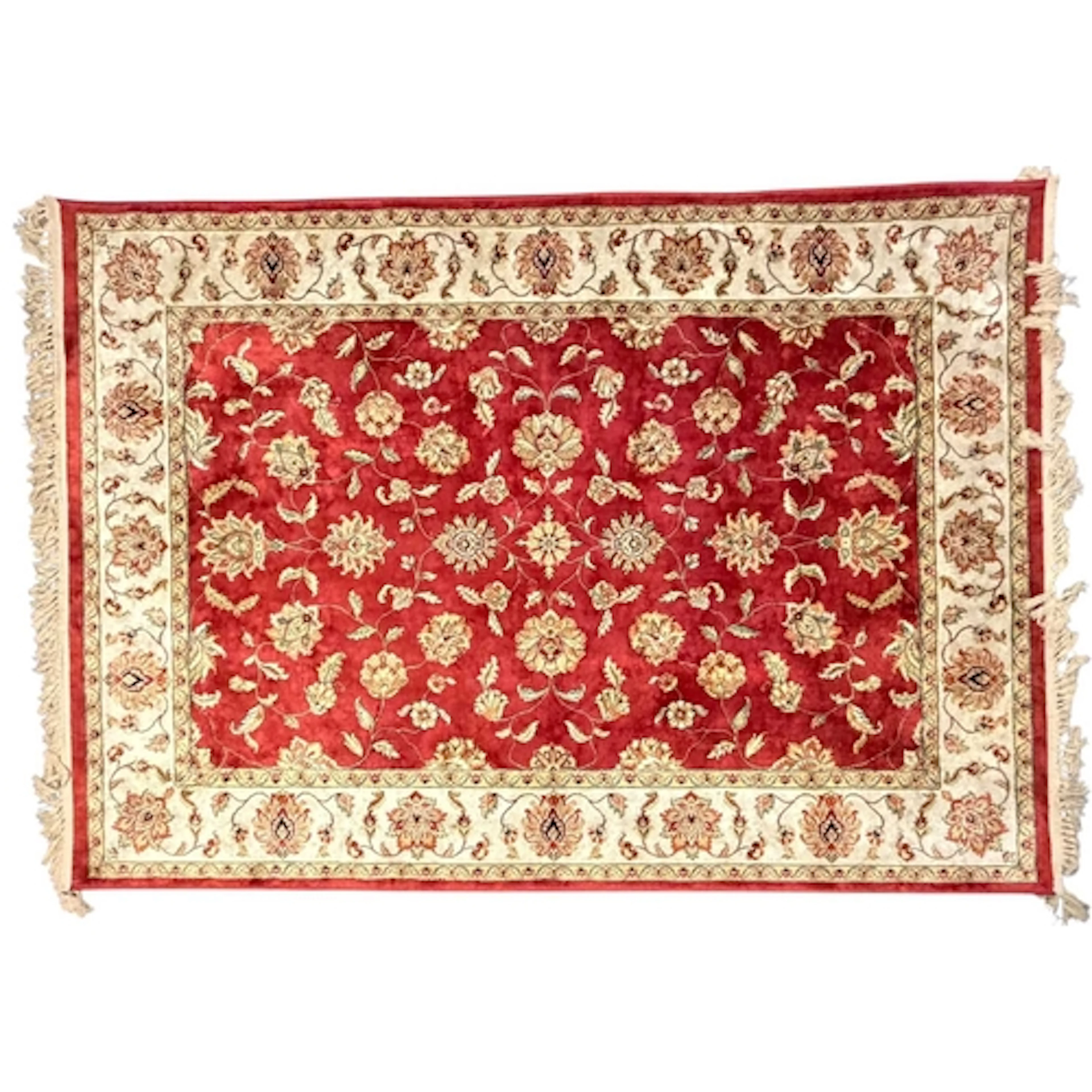 An Afghan Ziegler Farahan faux silk floor carpet rug. The ca...