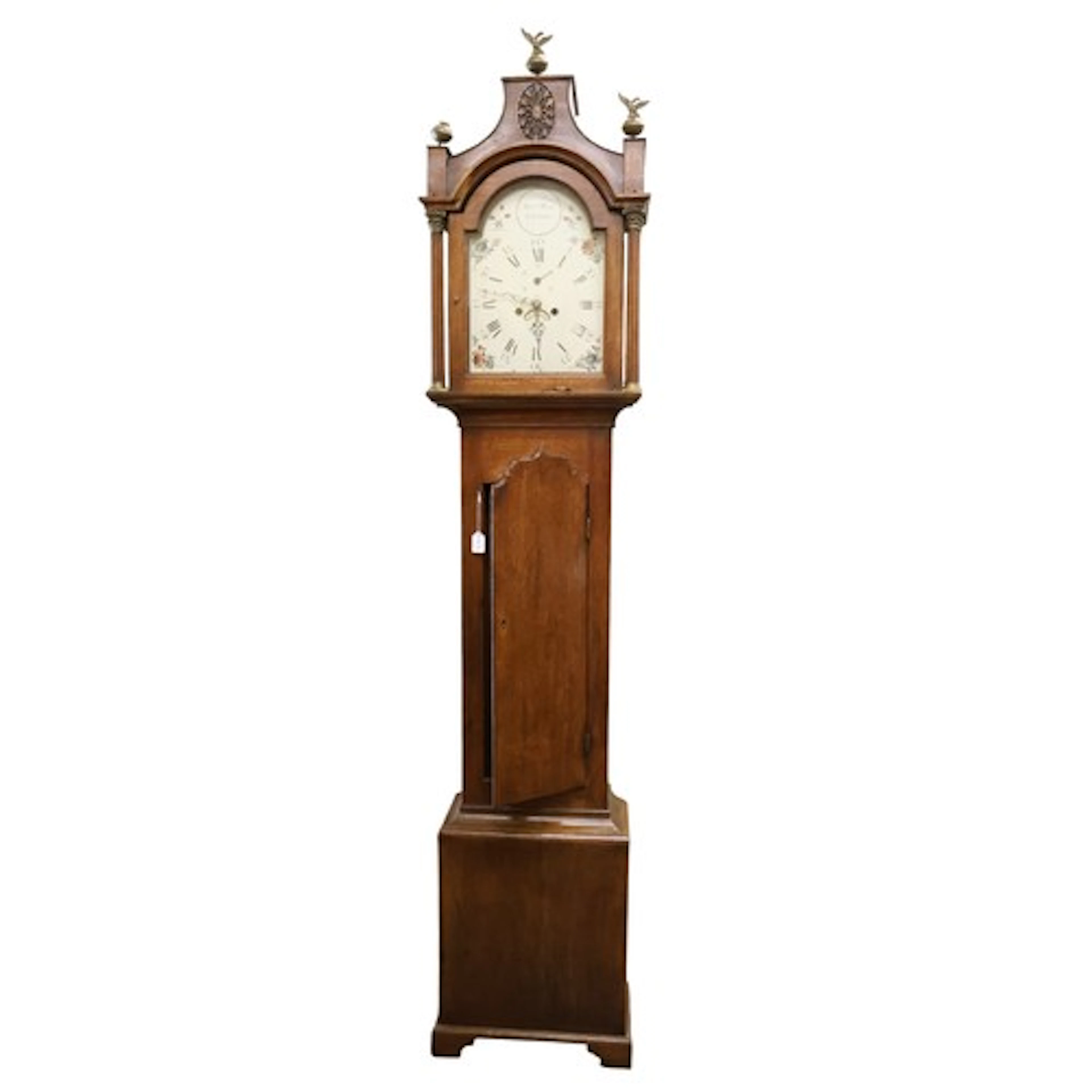 A Georgian oak eight-day longcase clock. The trunk has inlai...