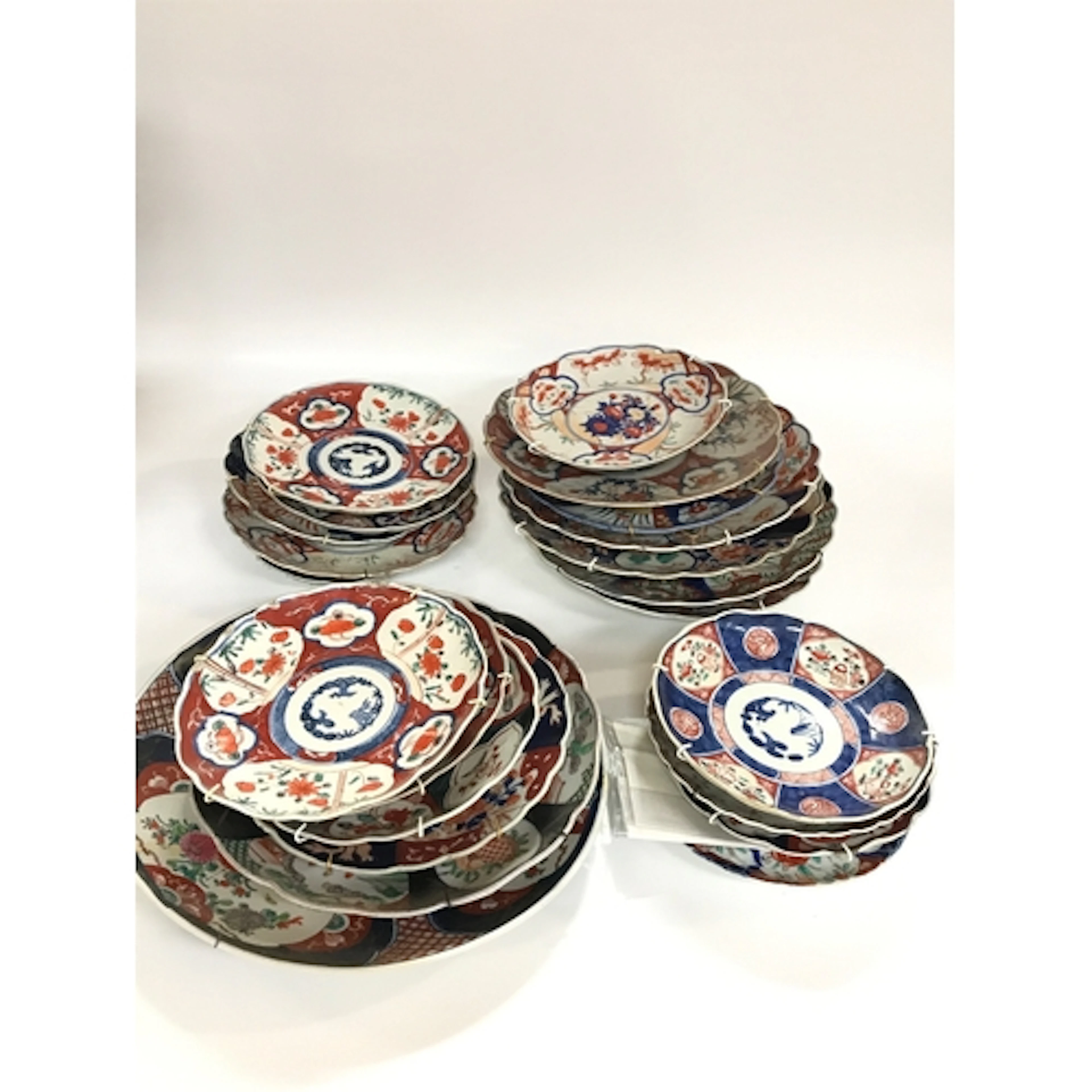 A collection of 19th century Imari plates .22 to 37cm wide